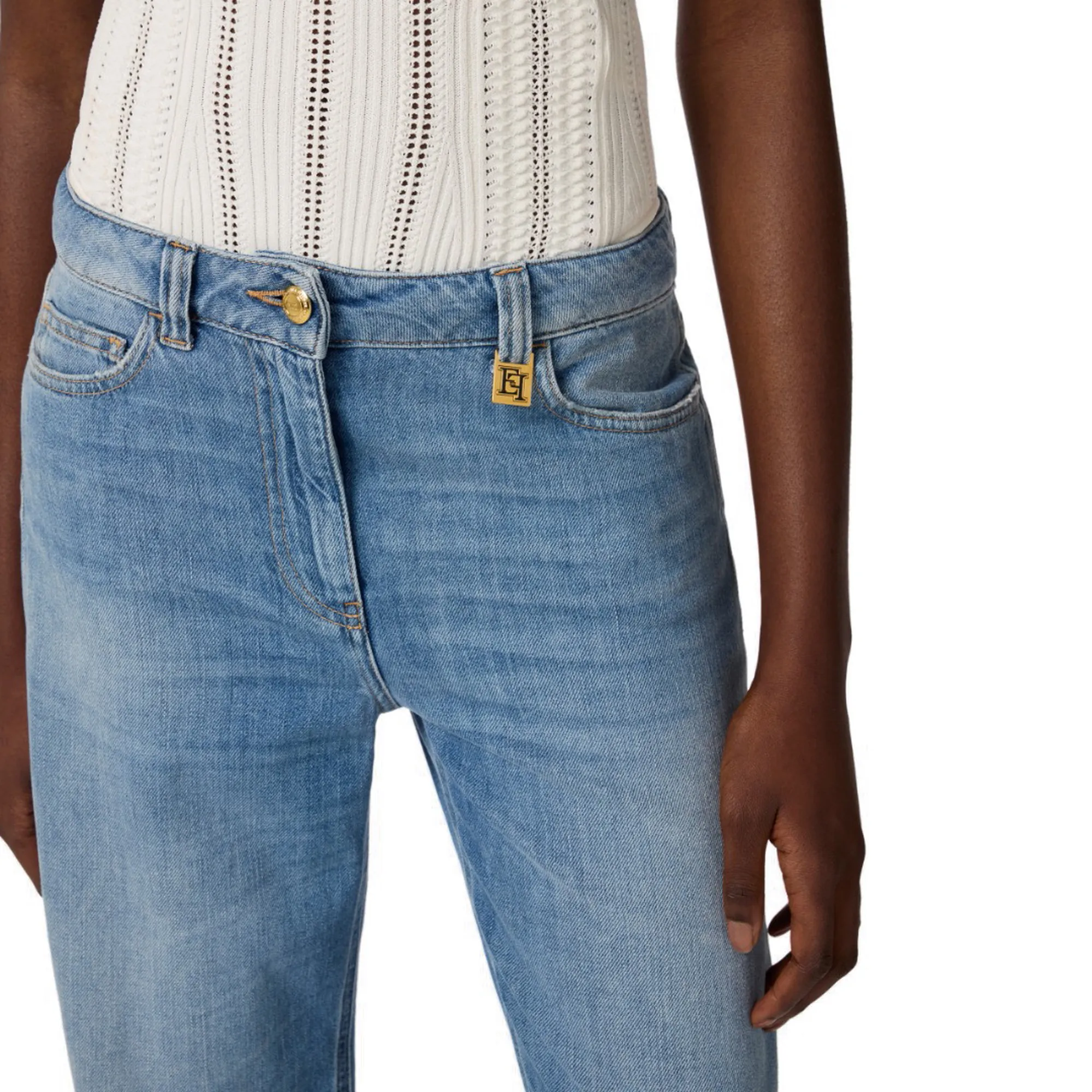 Elisabetta Franchi B'Palazzo Jeans With Logo Detail' Denim Pj21I61E2 177794