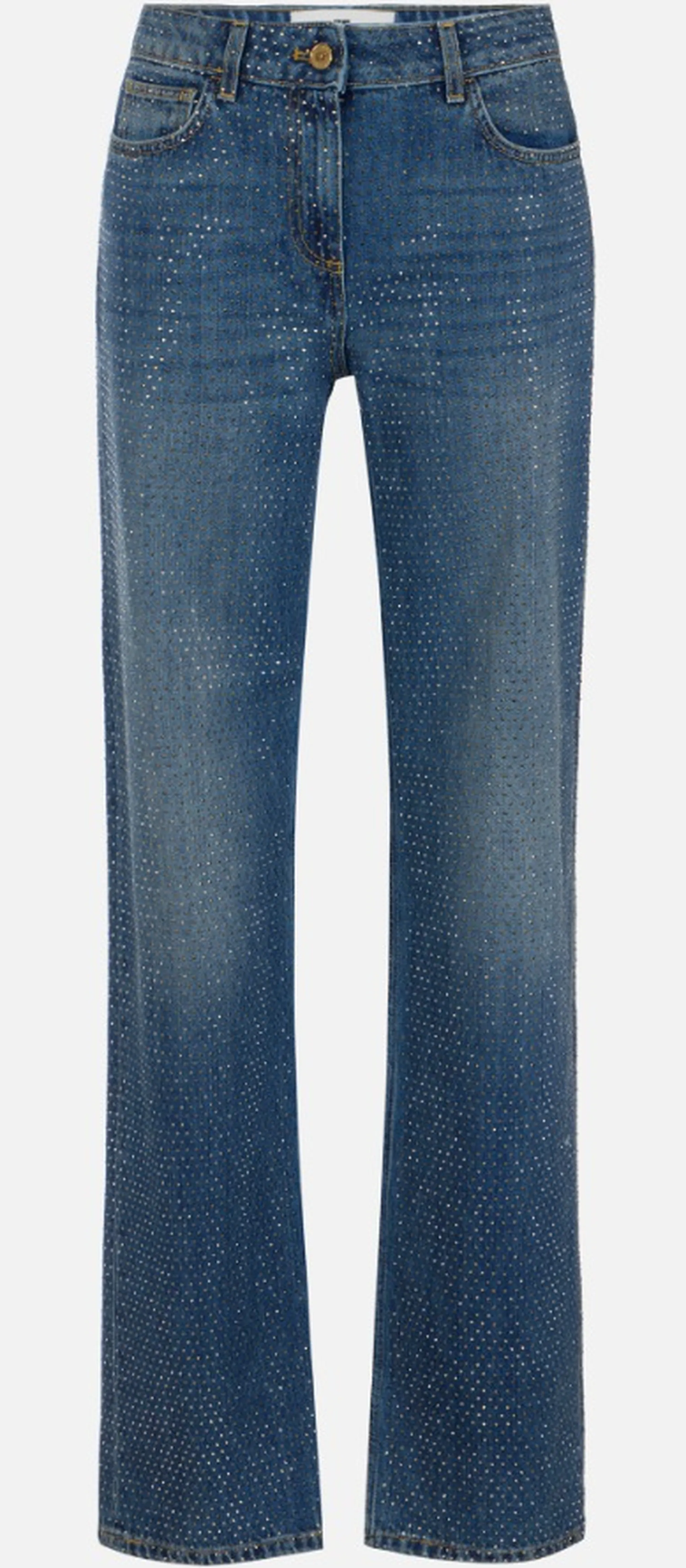 Elisabetta Franchi Jeans A Palazzo Con Strass Denim Pj24D66E2 184514
