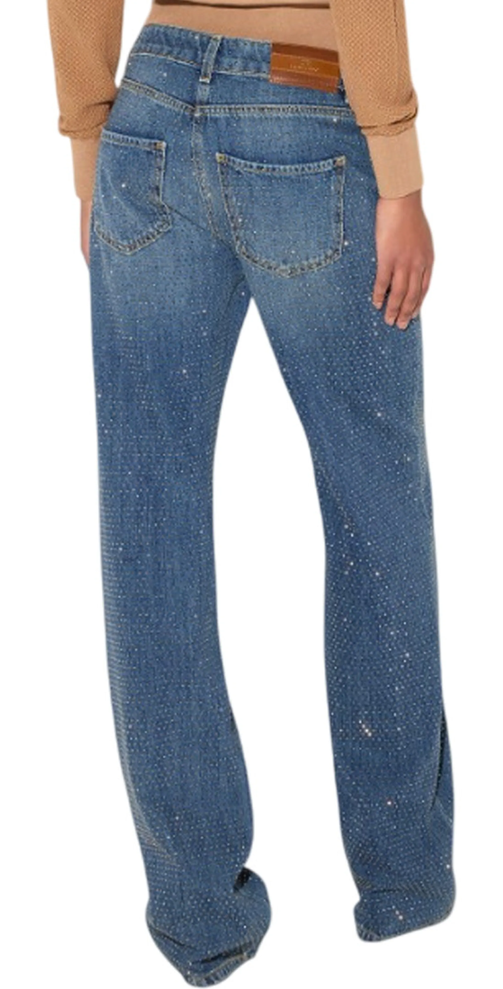 Elisabetta Franchi Jeans A Palazzo Con Strass Denim Pj24D66E2 184974