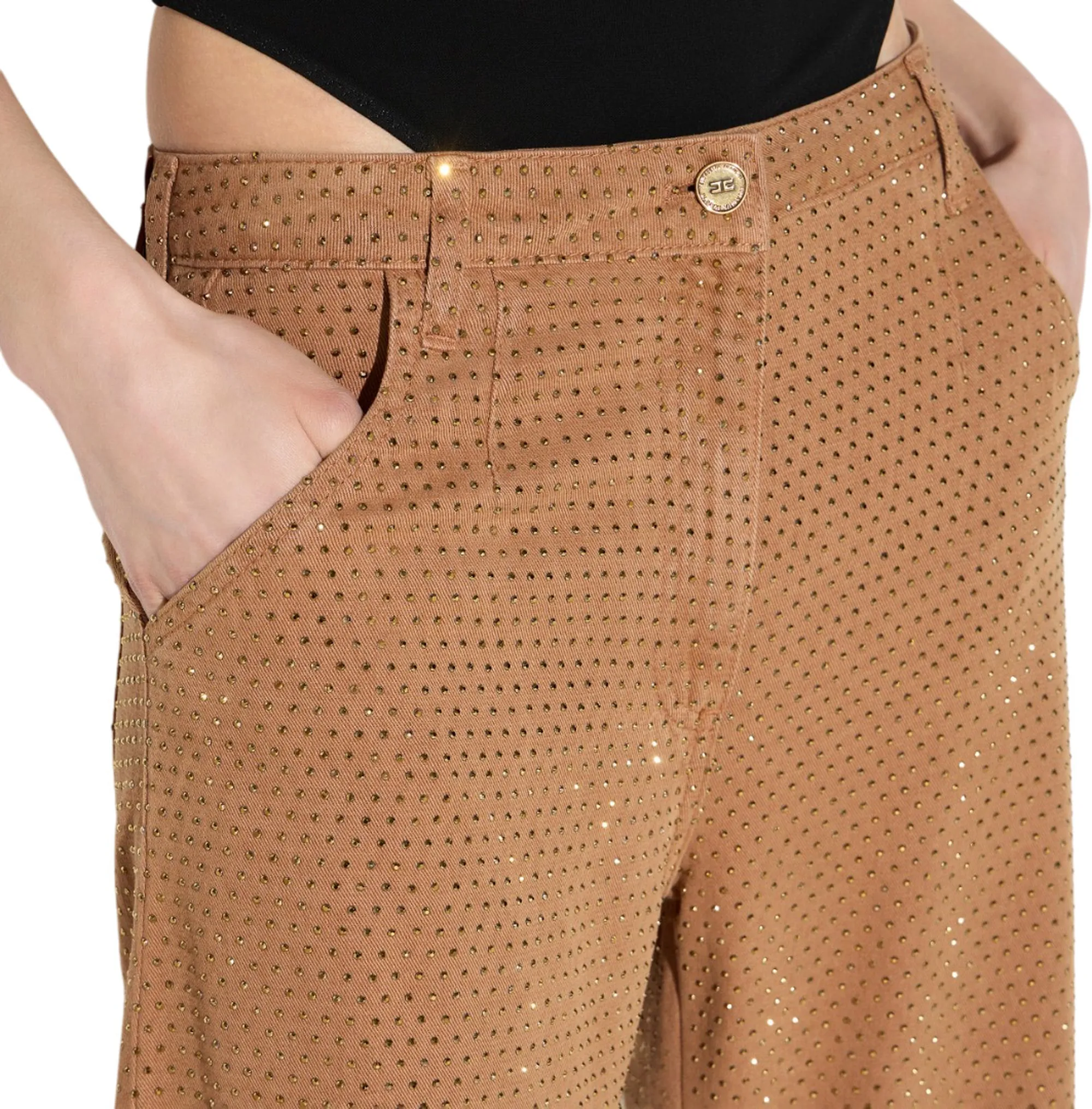 Elisabetta Franchi Jeans Baloon In Denim Con Strass Daino Pj16D66E2 184982