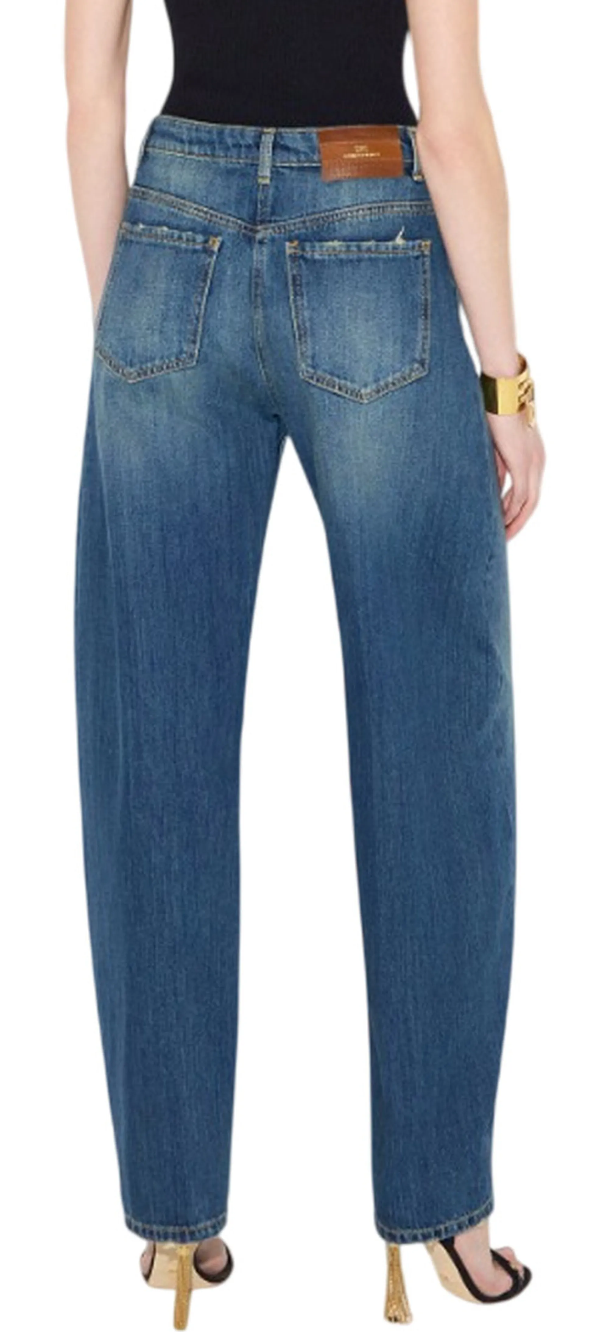 Elisabetta Franchi Jeans Baloone Con Bottoni Gioiello Denim Pj10D66E2 184988