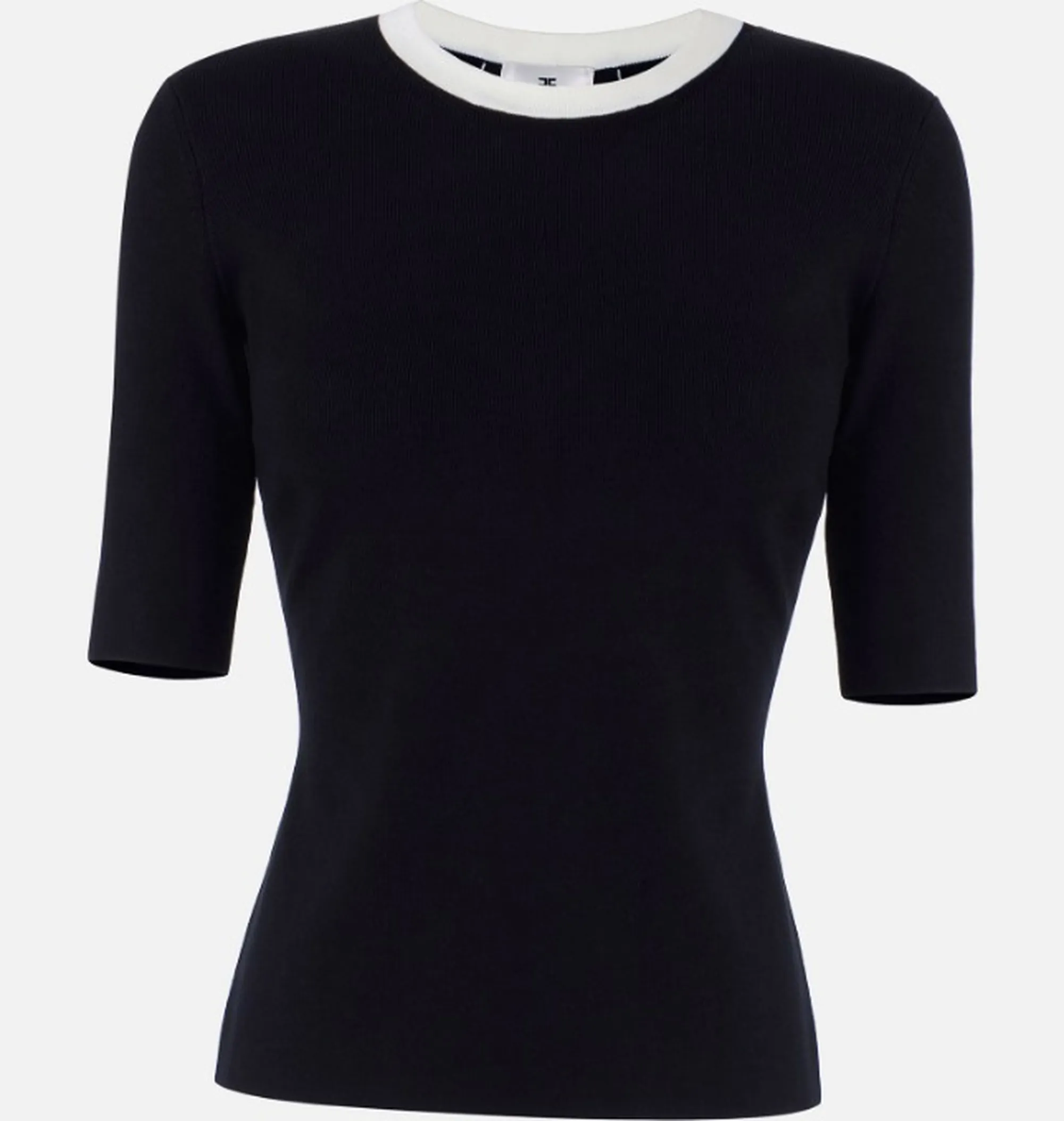 Elisabetta Franchi Maglia Con Bande In Viscosa Lucida Nero Mk67S61E2 171562