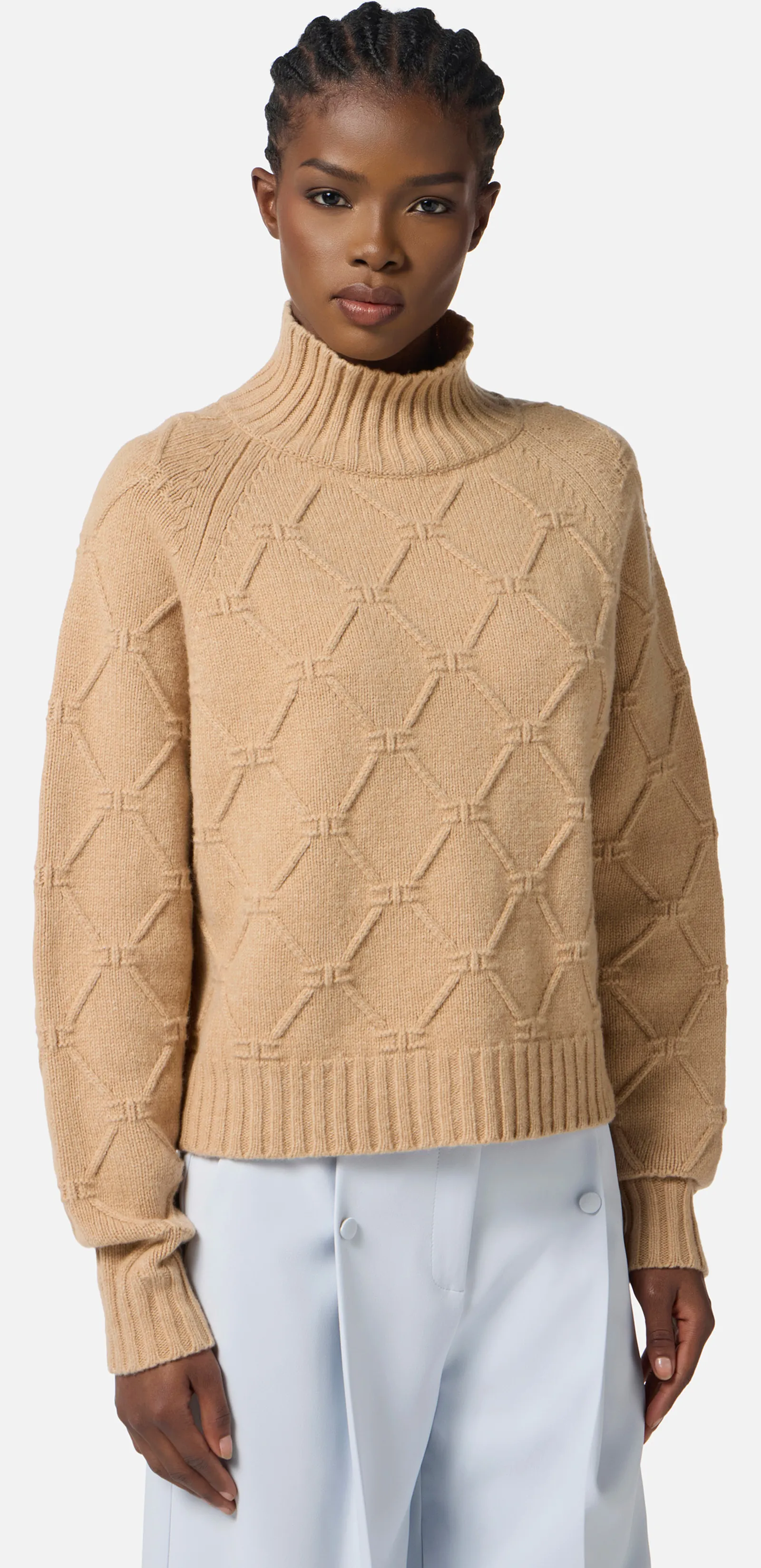 Elisabetta Franchi Maglia Con Losanghe Jacquard Miele Mk55T57E2 152980