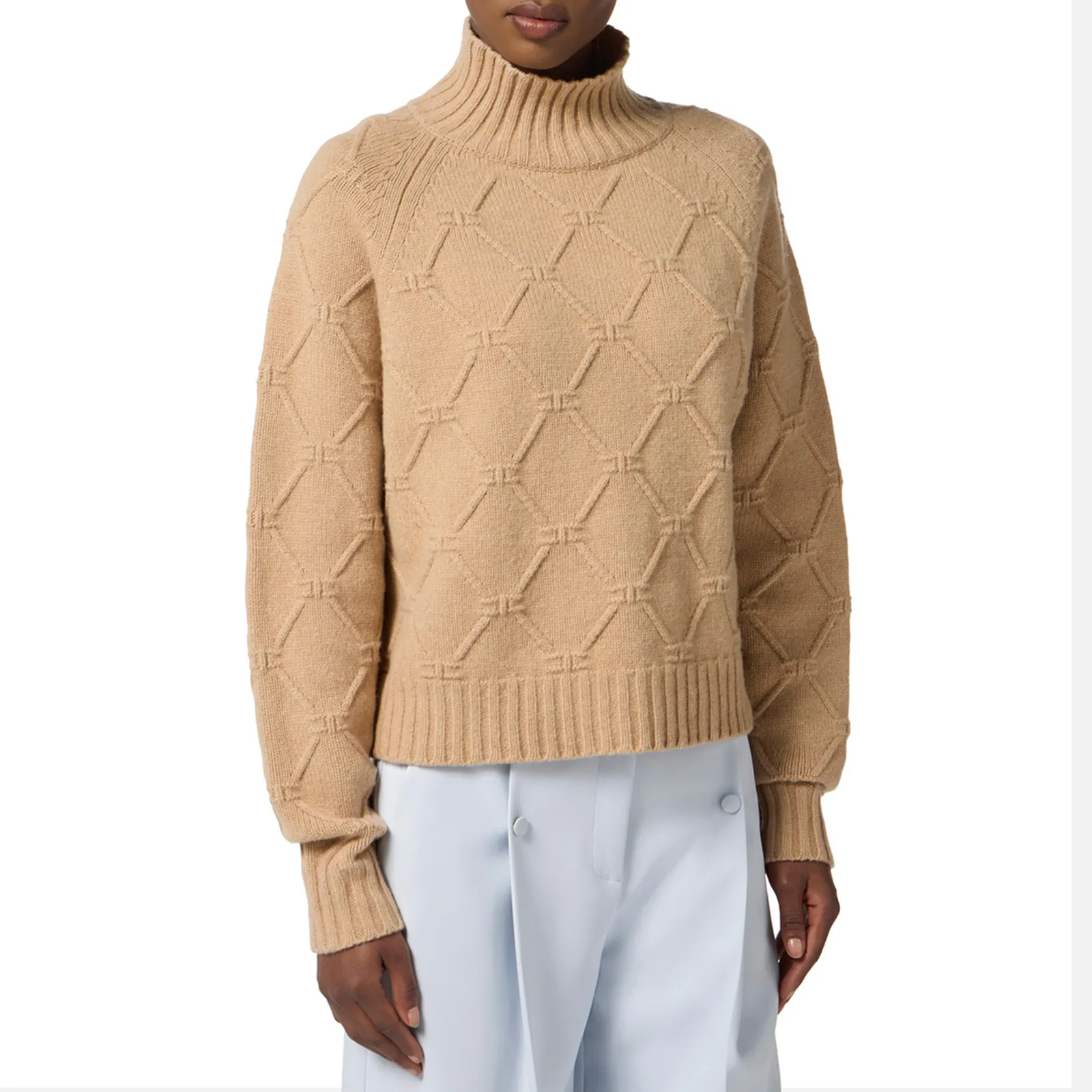 Elisabetta Franchi Maglia Con Losanghe Jacquard Miele Mk55T57E2 153573