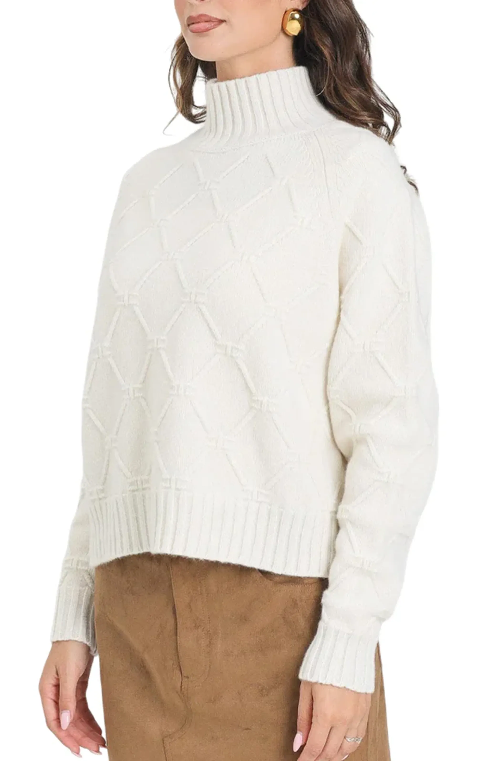 Elisabetta Franchi B'Jacquard Diamond Pattern Sweater' Milk Mk55T57E2 152982