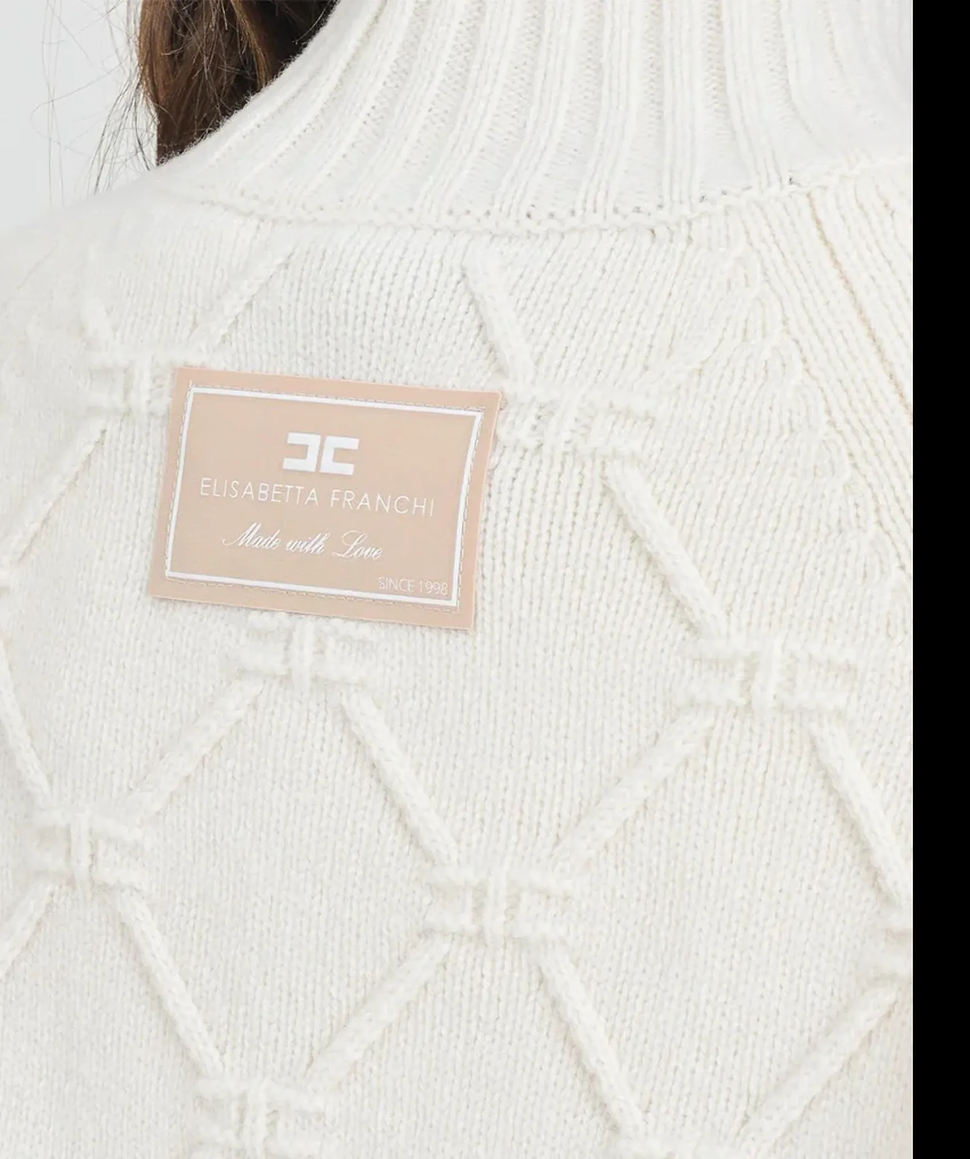 Elisabetta Franchi B'Jacquard Diamond Pattern Sweater' Milk Mk55T57E2 152984