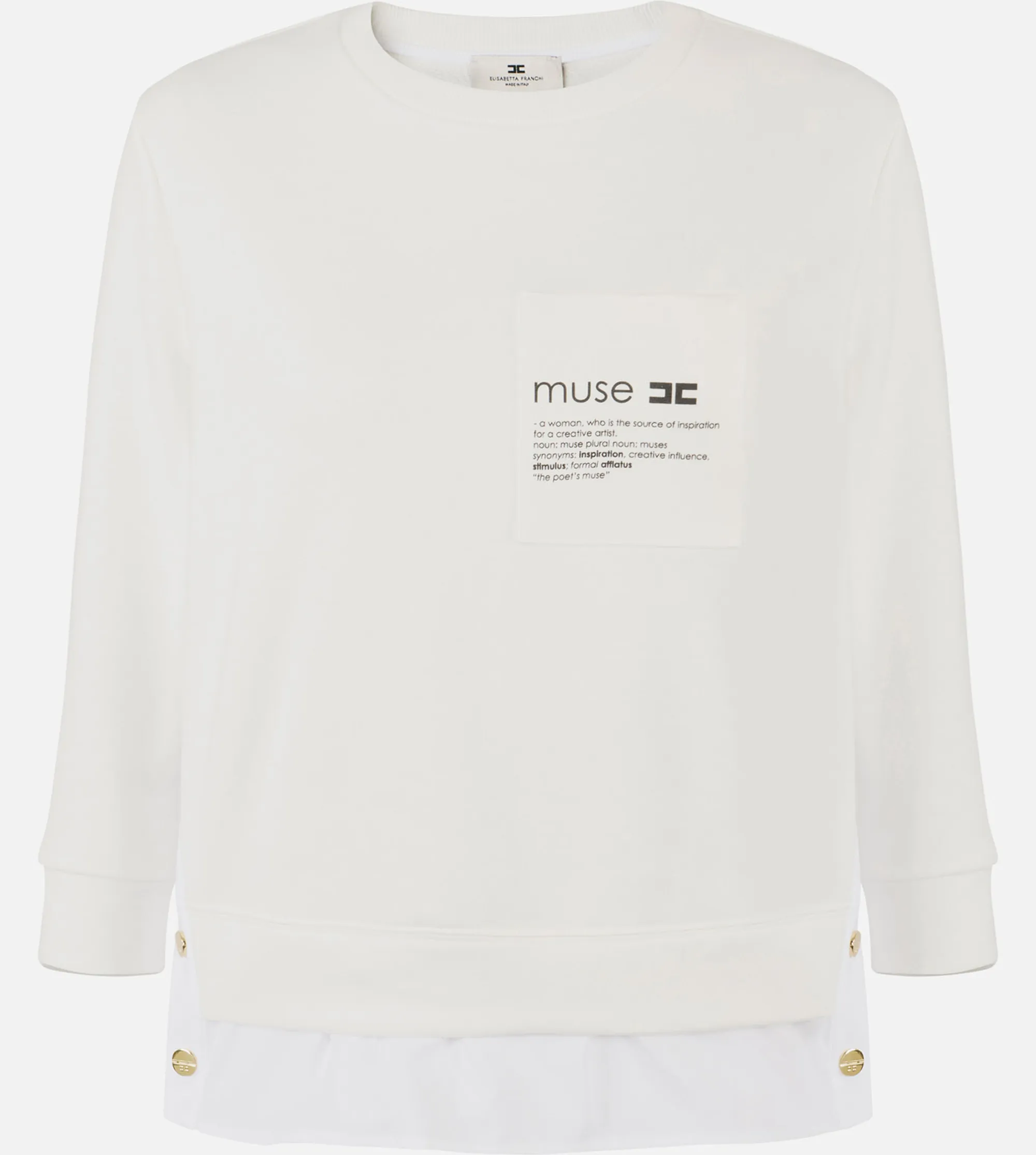 Elisabetta Franchi Maglia In Felpa Con Dettagli In Popeline Avorio Md00656E2 153283