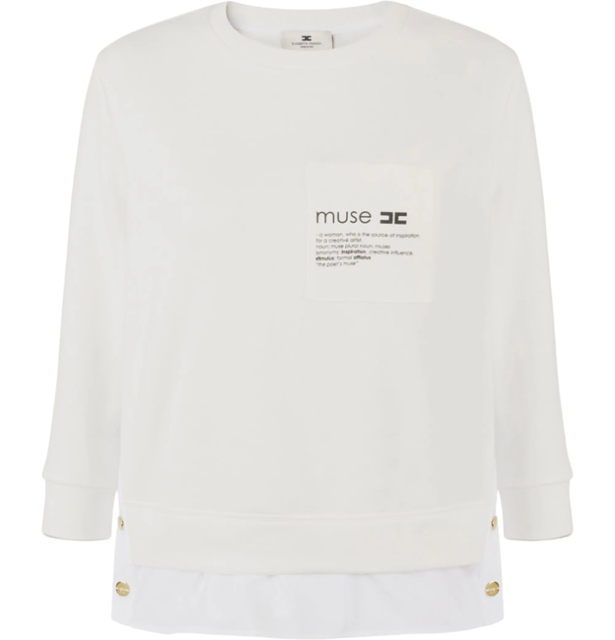 Elisabetta Franchi Maglia In Felpa Con Dettagli In Popeline Avorio Md00656E2 153612
