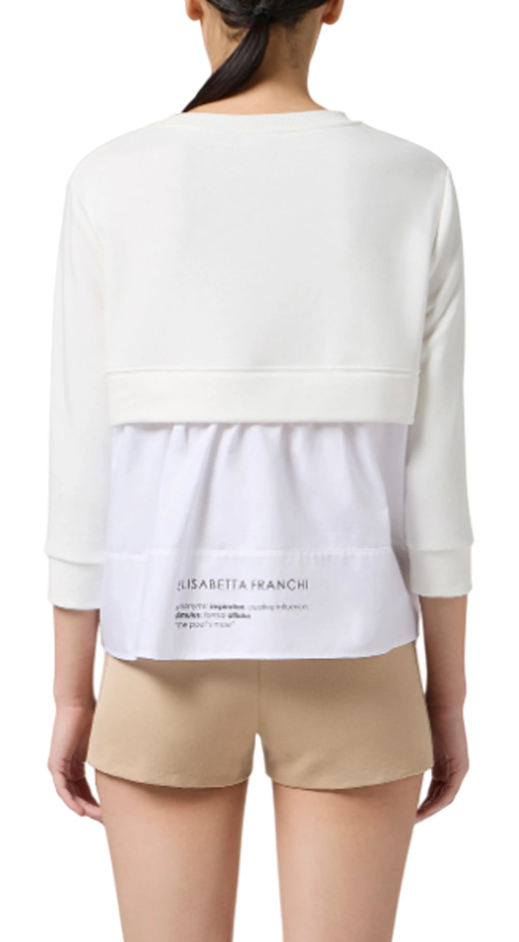 Elisabetta Franchi Maglia In Felpa Con Dettagli In Popeline Avorio Md00656E2 153616