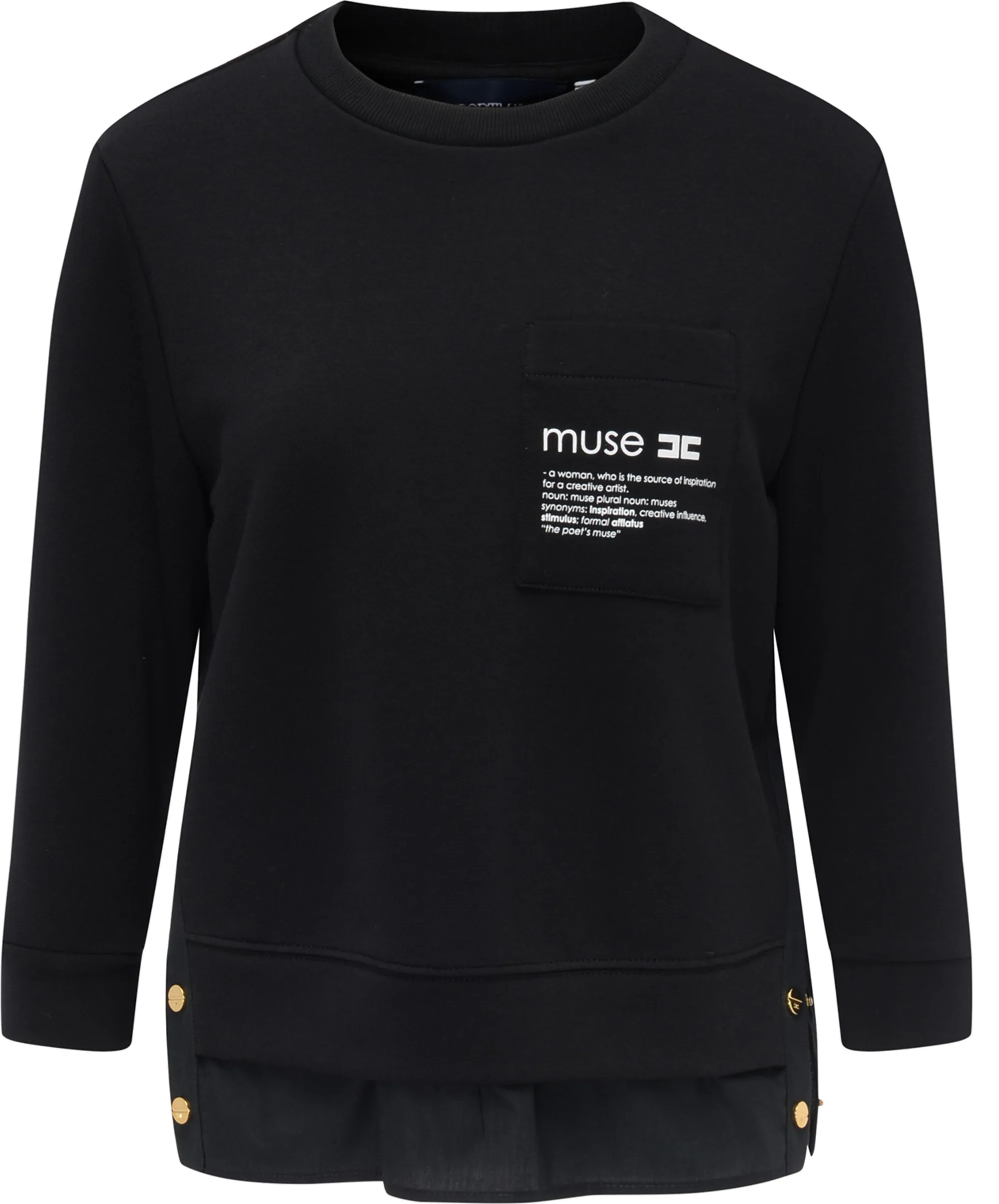 Elisabetta Franchi Maglia In Felpa Con Dettagli In Popeline Nero Md00656E2 153288