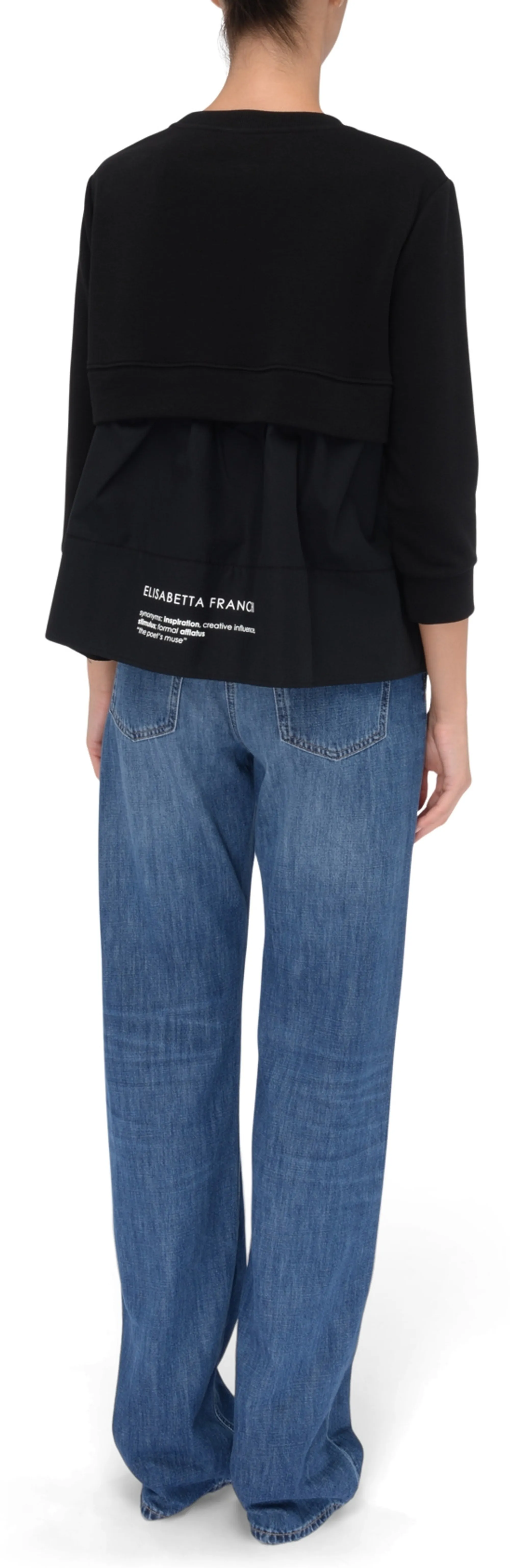 Elisabetta Franchi Maglia In Felpa Con Dettagli In Popeline Nero Md00656E2 153290