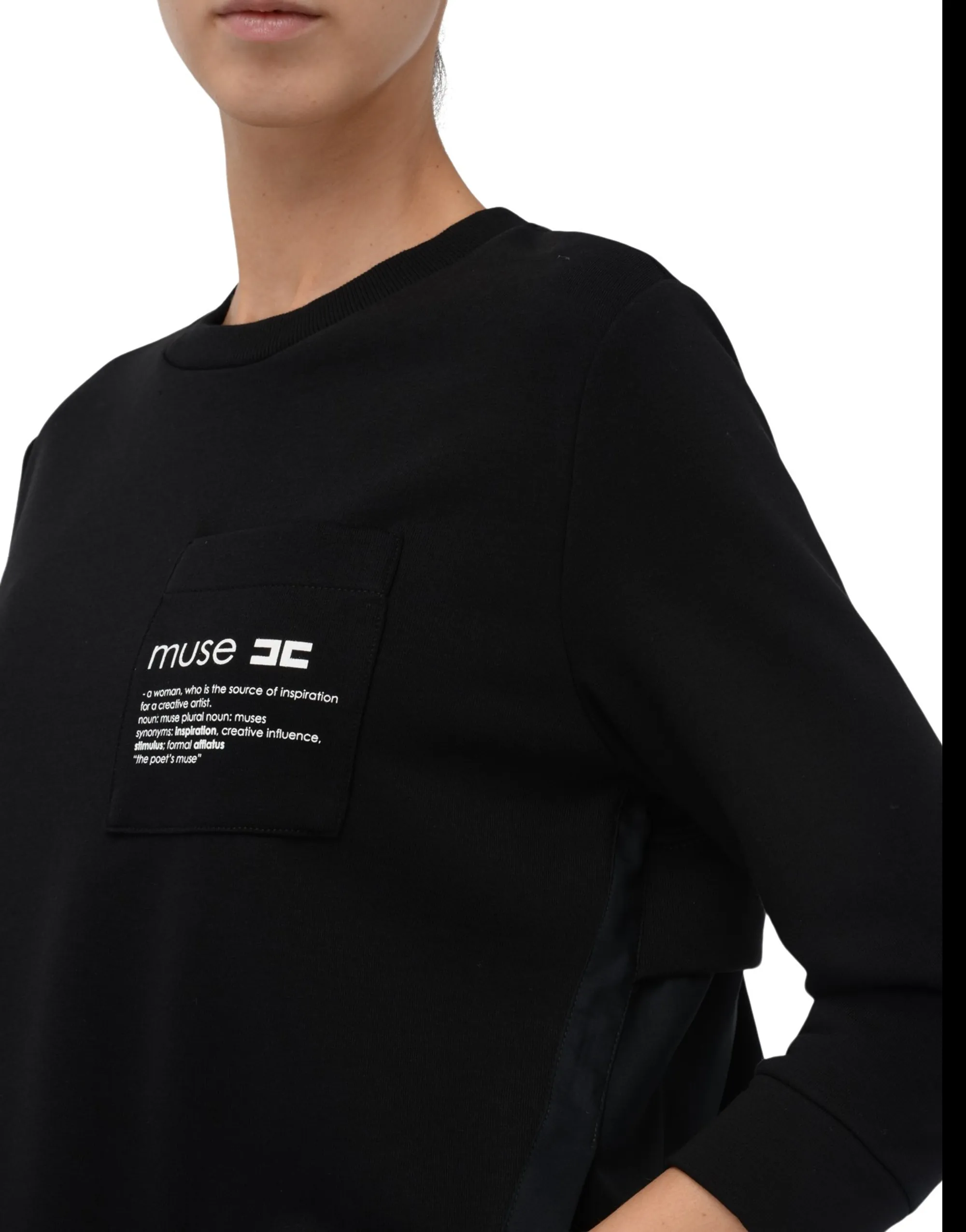 Elisabetta Franchi Maglia In Felpa Con Dettagli In Popeline Nero Md00656E2 153291