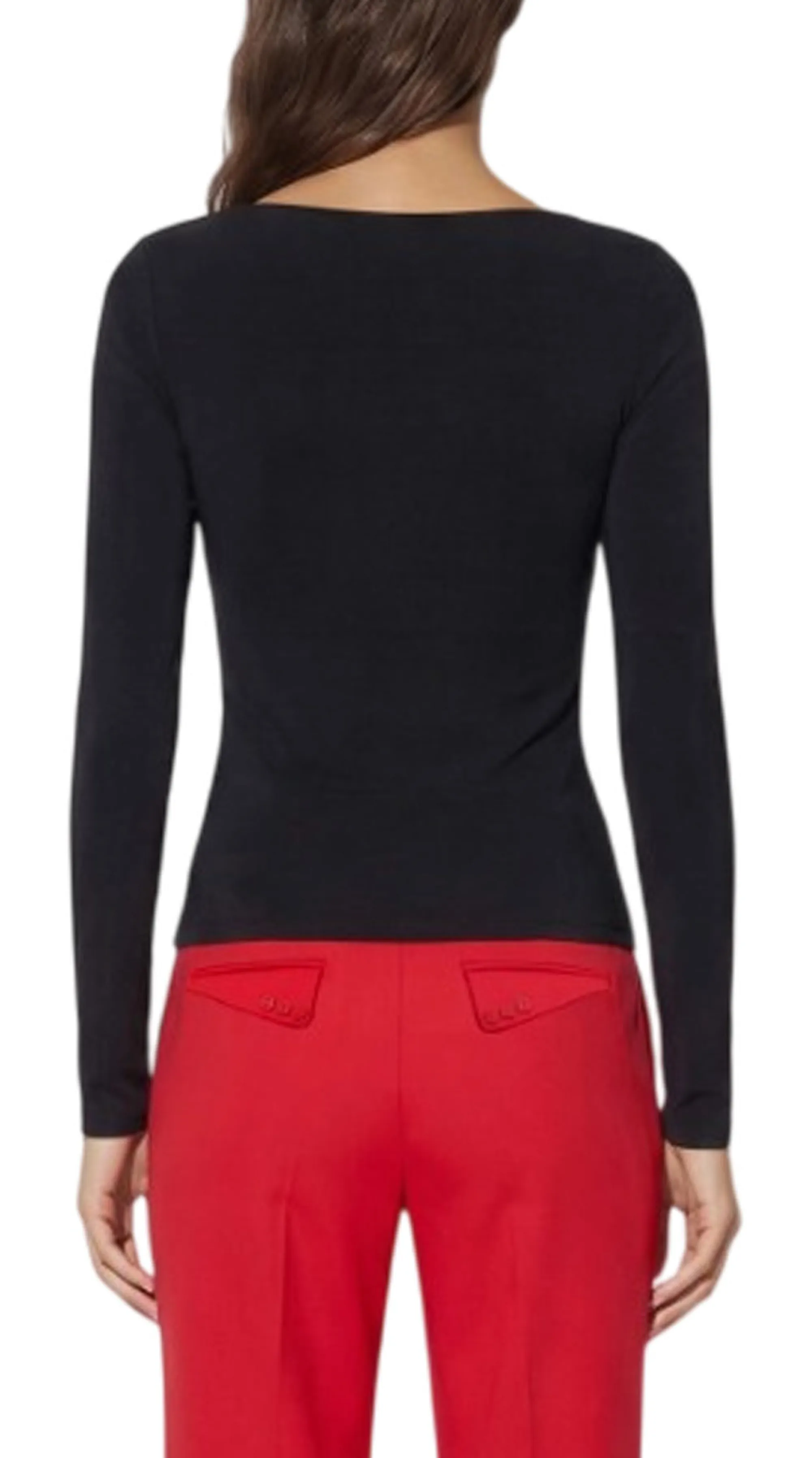 Elisabetta Franchi Maglia In Jersey Con Logo Gioiello Nero Md00567E2 185127