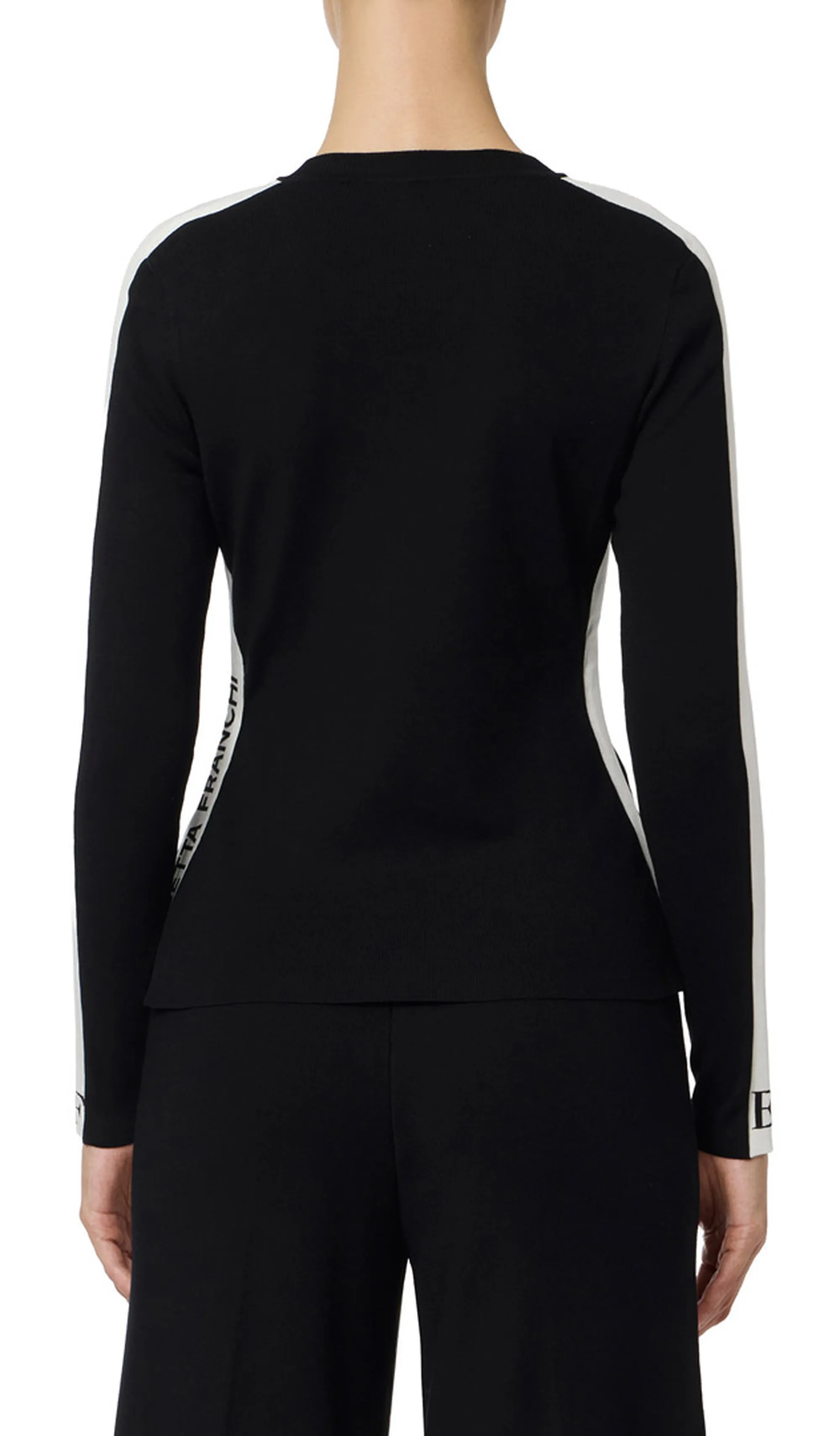 Elisabetta Franchi Maglia In Viscosa Con Bande Lucide Mk03S56E2 153595