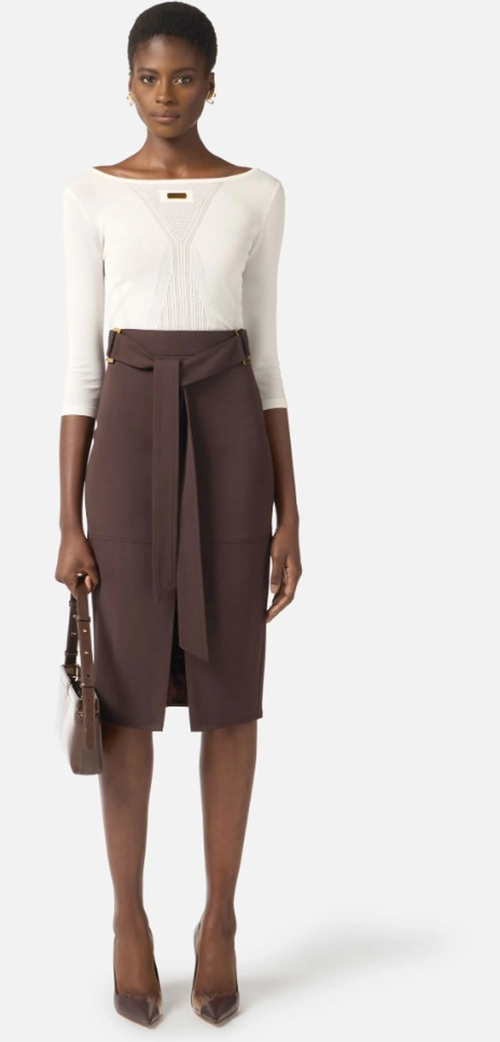 Elisabetta Franchi Maglia Traforata Avorio Mk71W61E2 171639