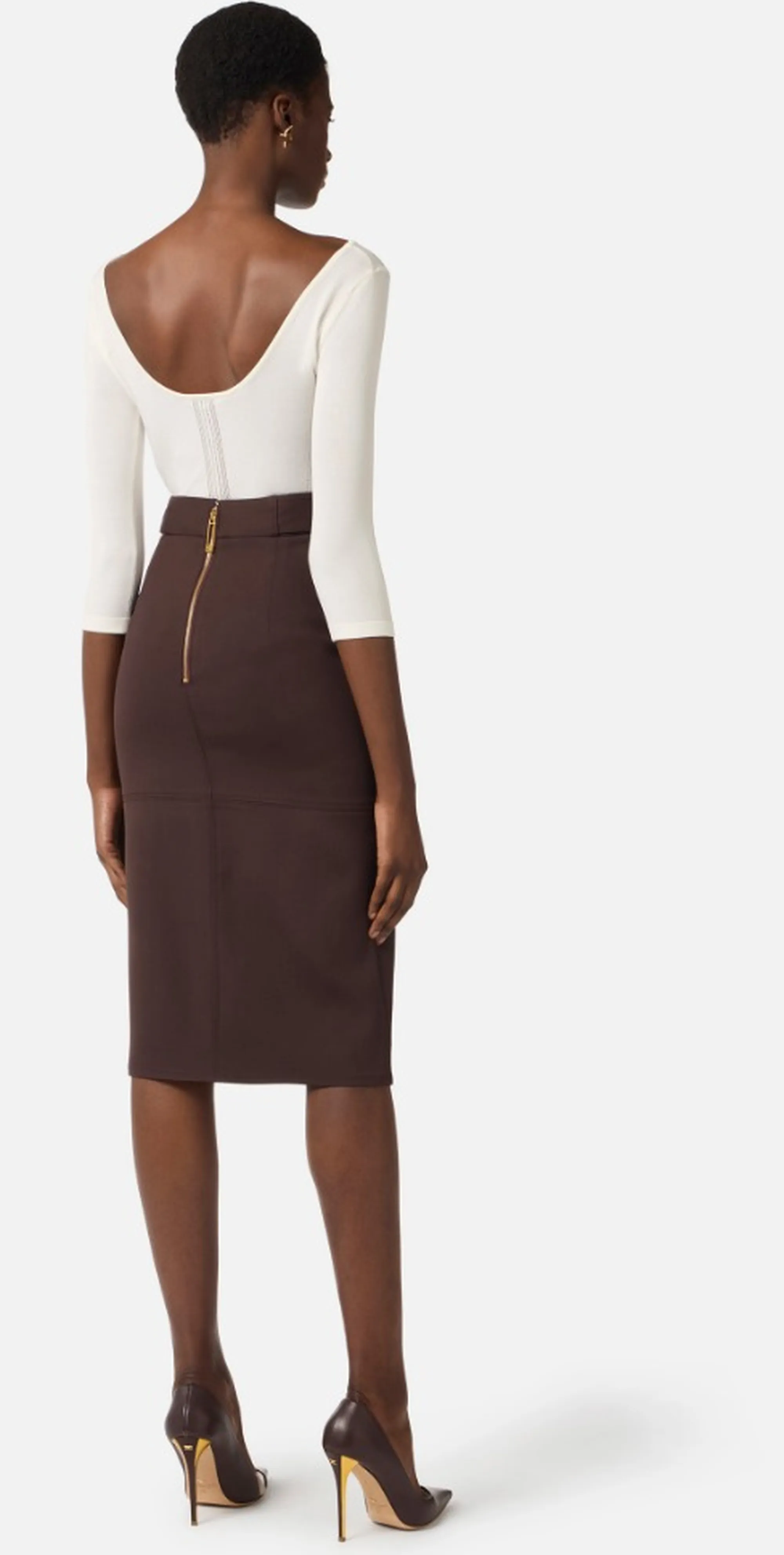 Elisabetta Franchi Maglia Traforata Avorio Mk71W61E2 171642