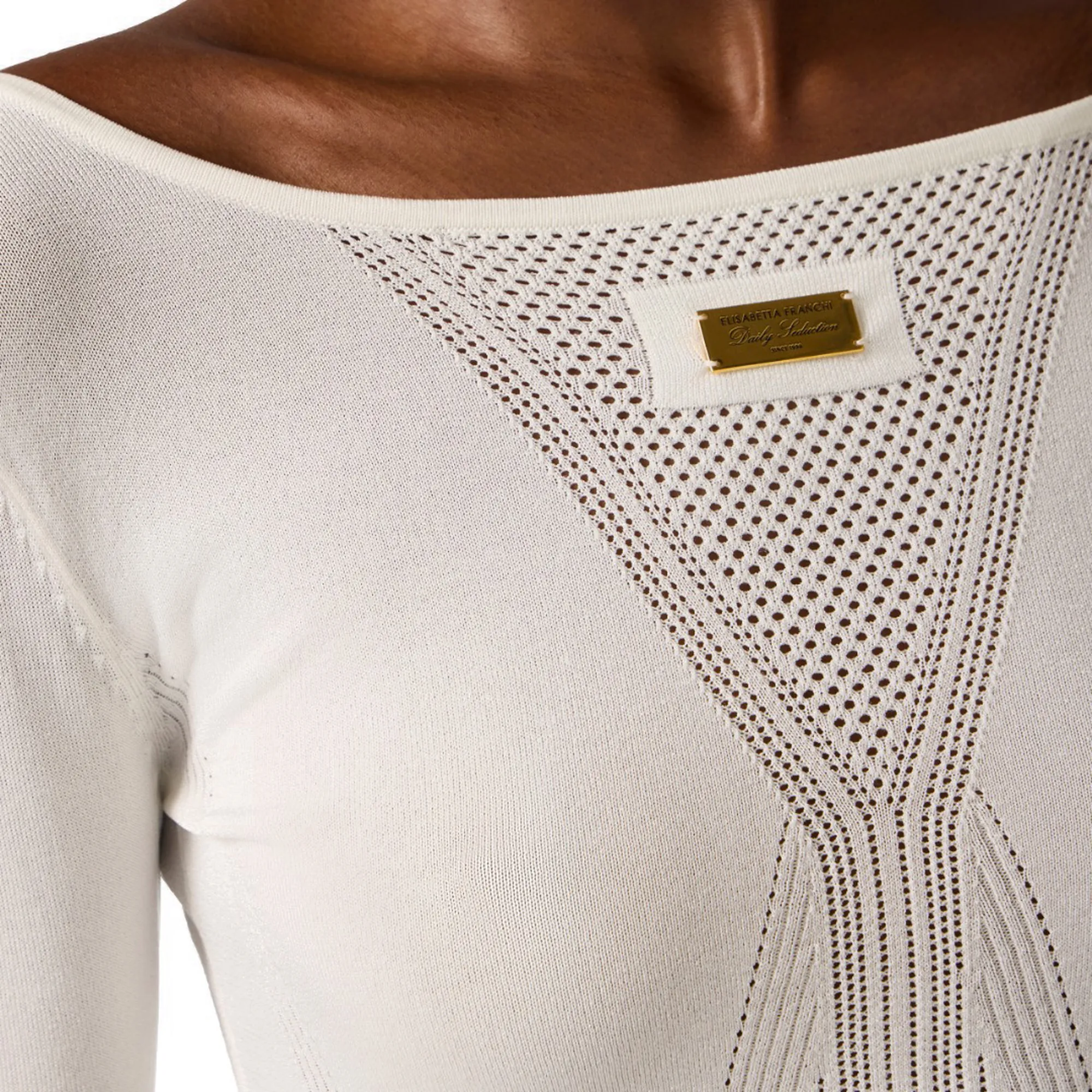 Elisabetta Franchi Maglia Traforata Avorio Mk71W61E2 178056