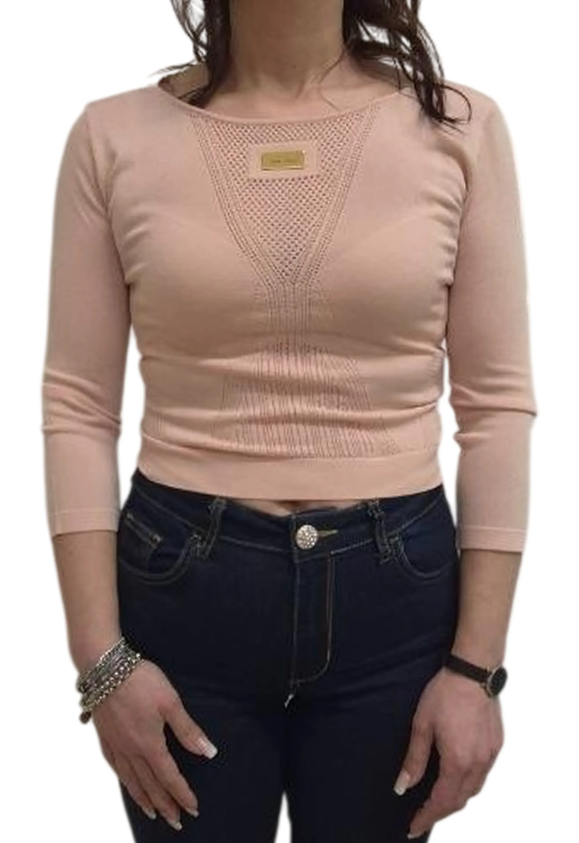 Elisabetta Franchi Maglia Traforata Nude Mk71W61E2 183026