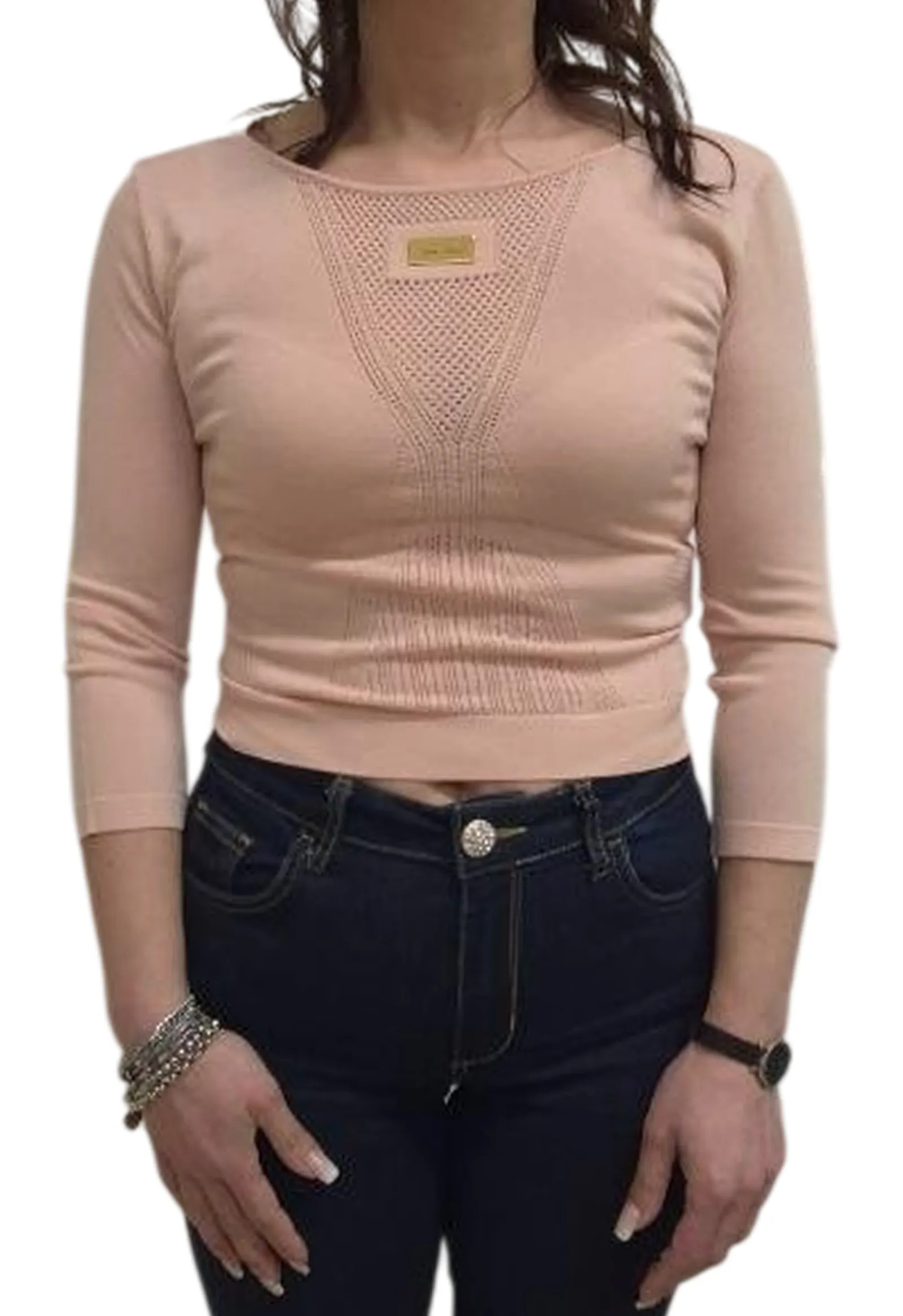 Elisabetta Franchi Maglia Traforata Nude Mk71W61E2 183026