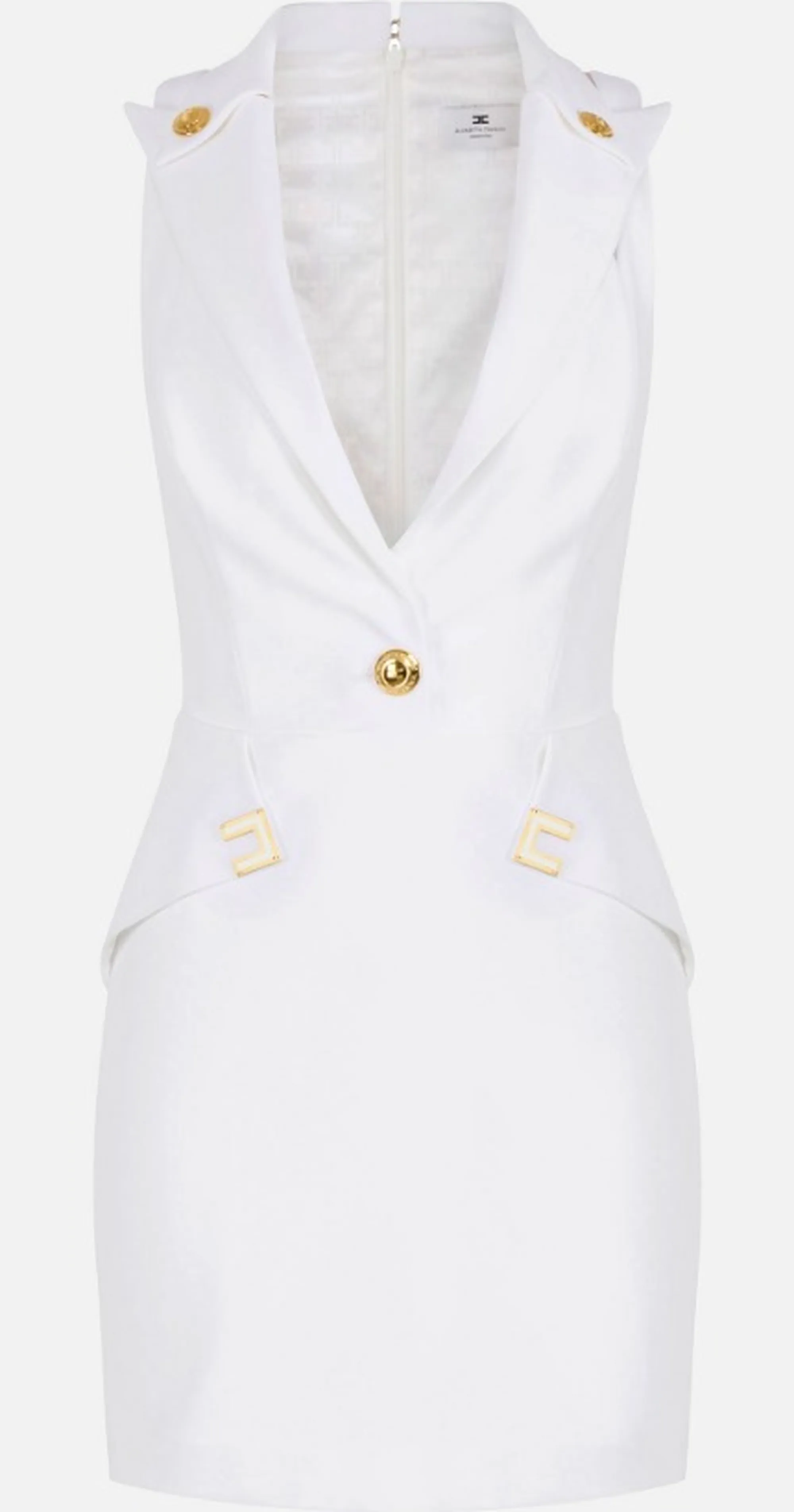 Elisabetta Franchi B'Double Stretch Crepe Mini Dress With Logo Details' Ivory Ab92461E2 172347