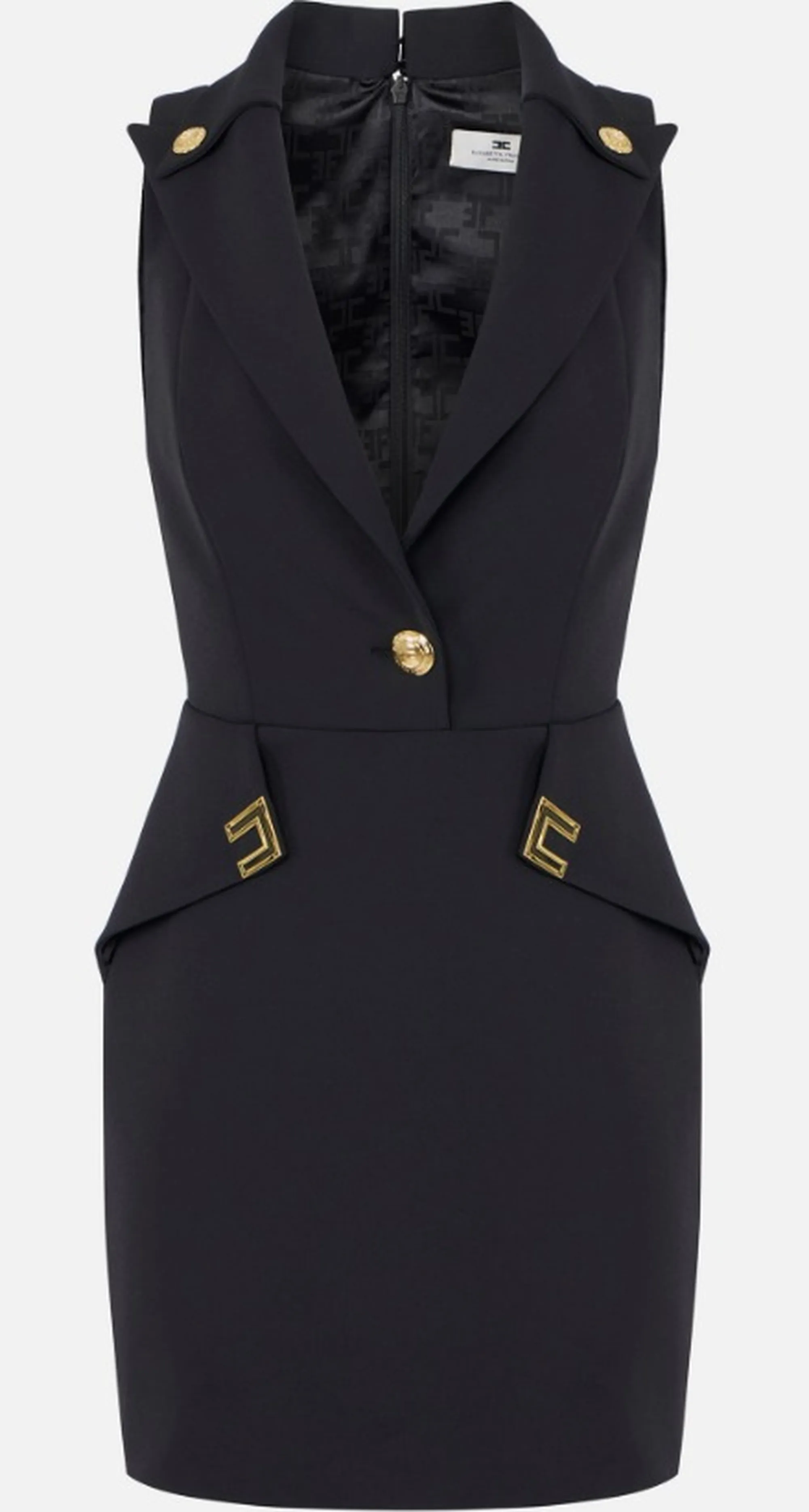 Elisabetta Franchi B'Double Stretch Crepe Mini Dress With Logo Details' Black Ab92461E2 172343