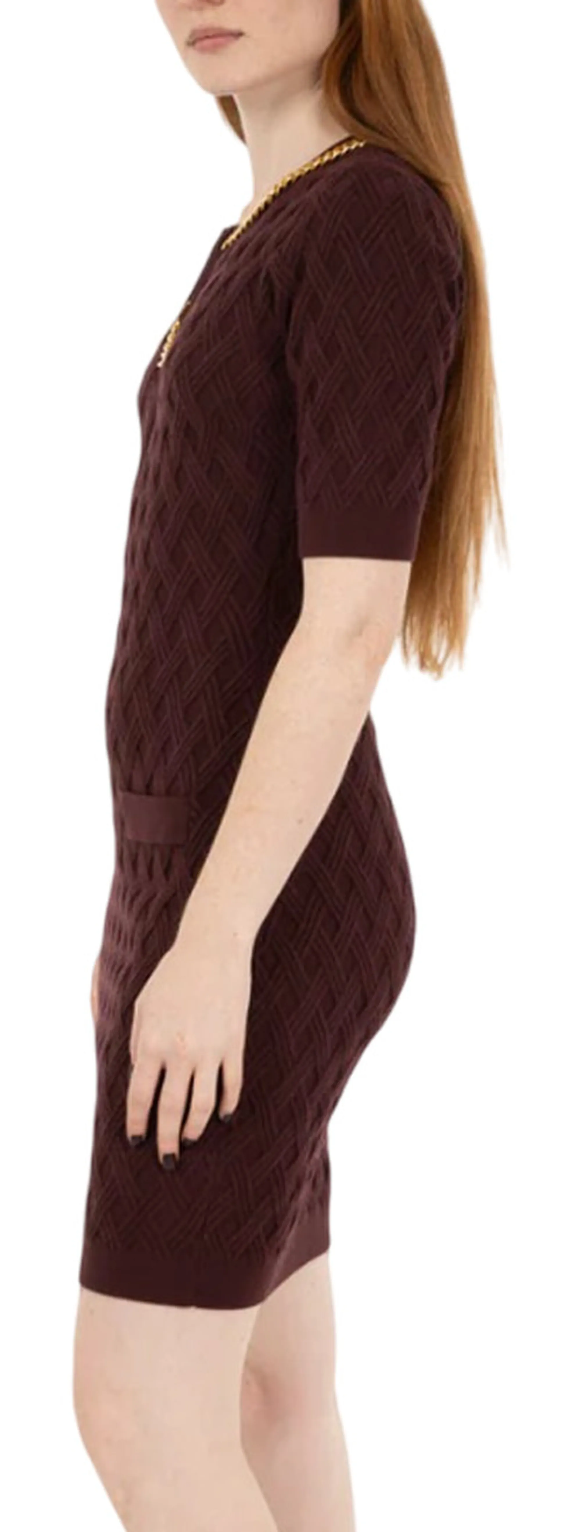 Elisabetta Franchi B'Diamond-Patterned Mini Dress With Jewel Detail' Merlot Am20B56E2 157550