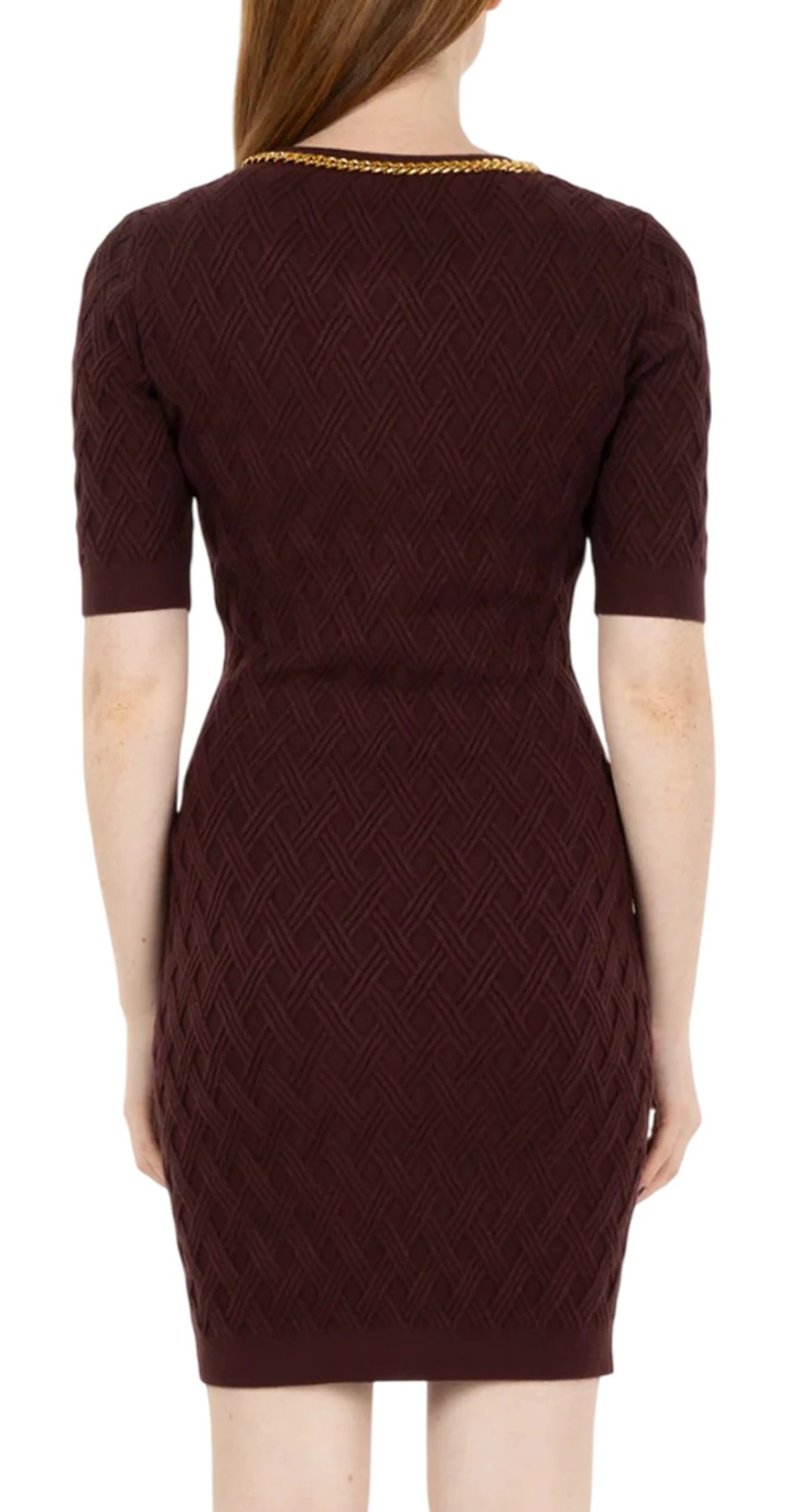 Elisabetta Franchi B'Diamond-Patterned Mini Dress With Jewel Detail' Merlot Am20B56E2 157551