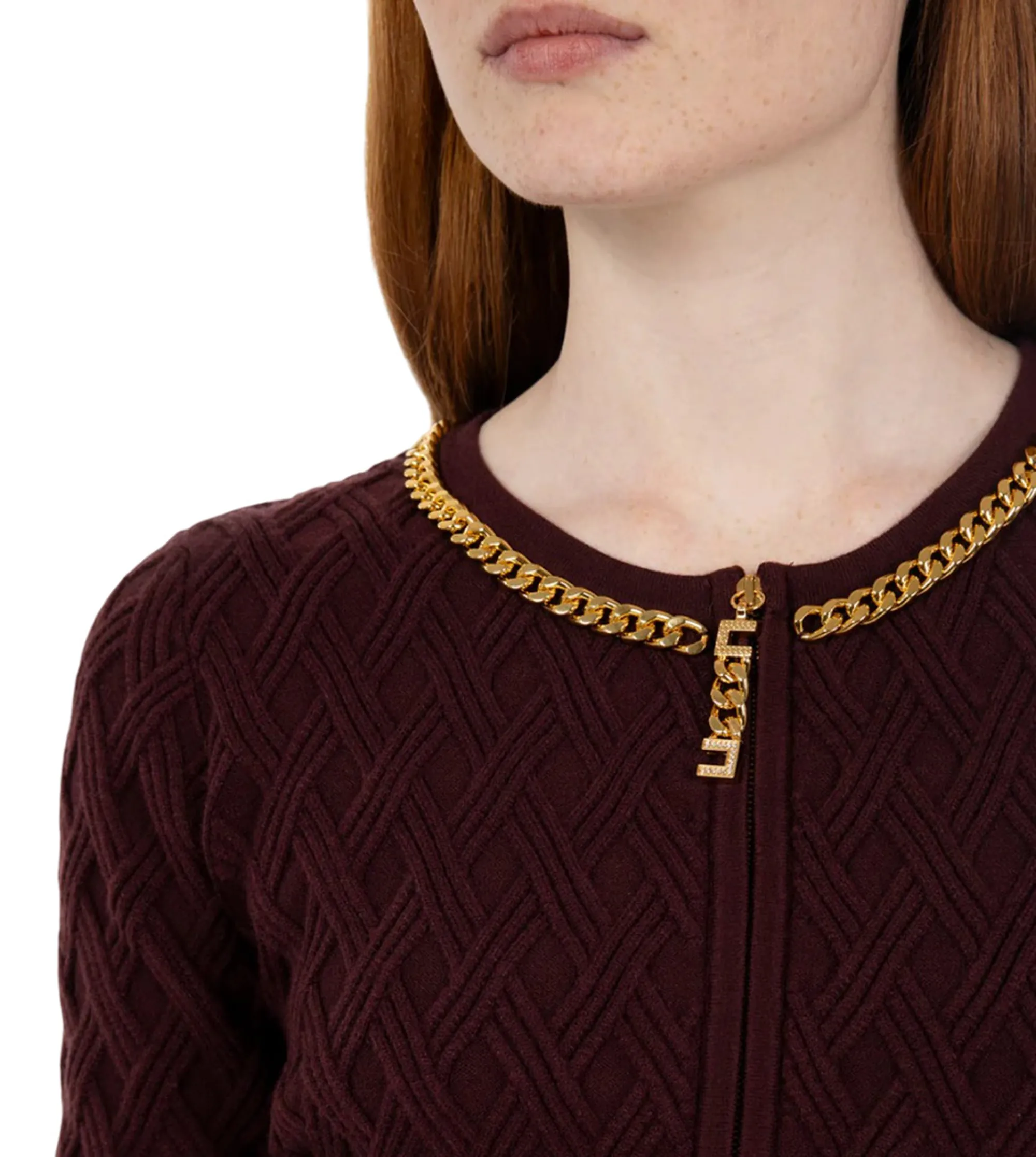 Elisabetta Franchi B'Diamond-Patterned Mini Dress With Jewel Detail' Merlot Am20B56E2 157552