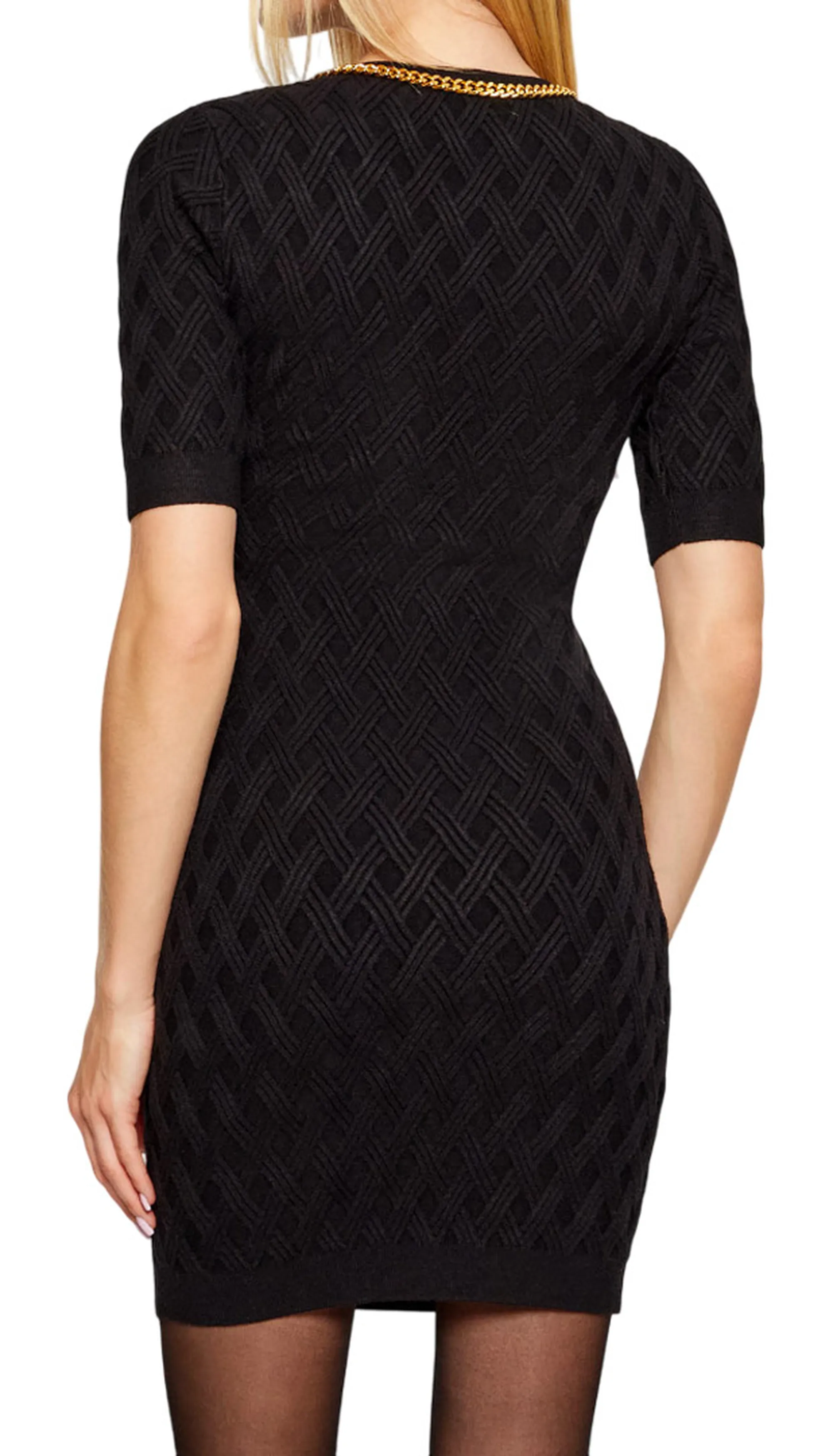 Elisabetta Franchi B'Diamond-Patterned Mini Dress With Jewel Detail' Black Am20B56E2 153889