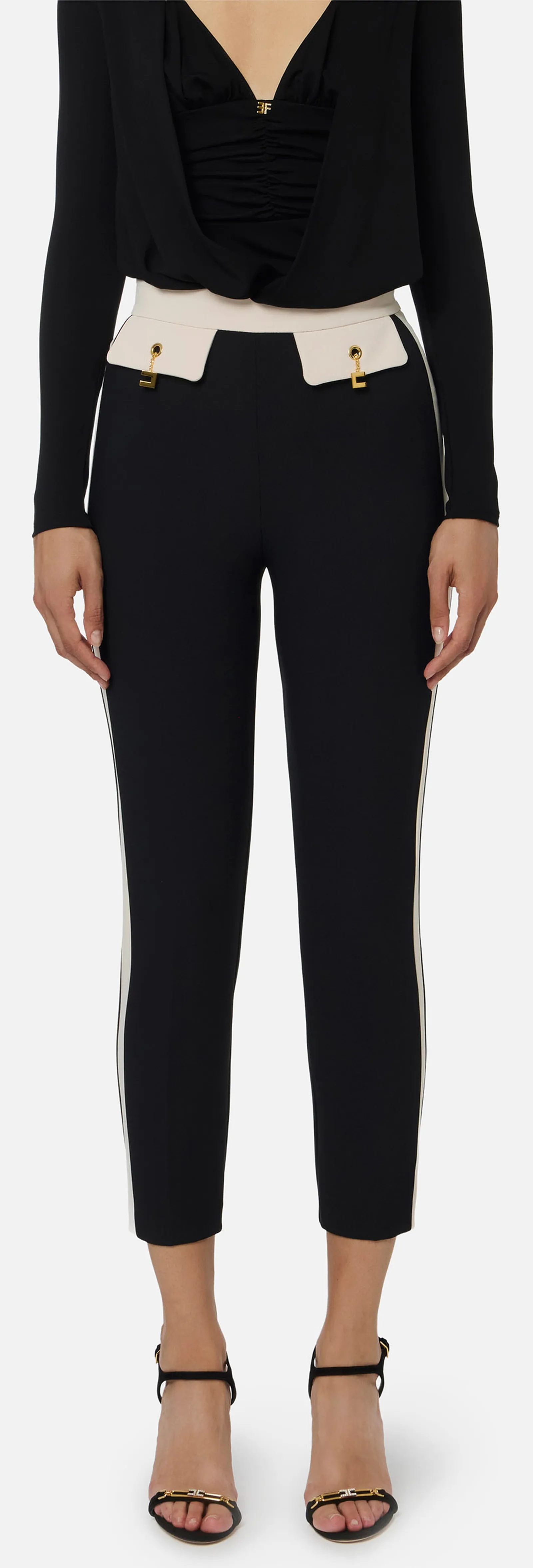 Elisabetta Franchi Pantalone Bi Color In Doppio Crepe Pat0156E2 153169
