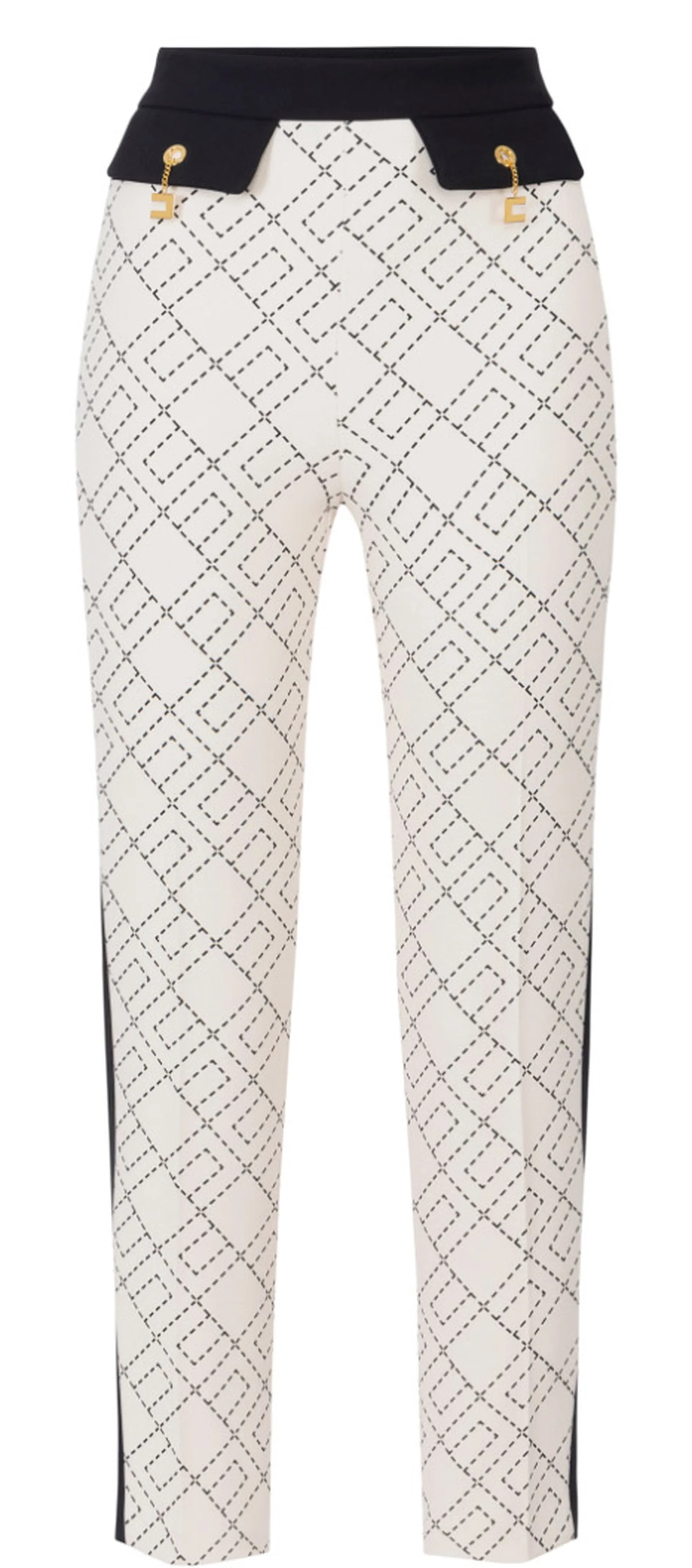 Elisabetta Franchi Pantalone Bi Color In Doppio Crepe Con Stampa Pas0156E2 153523