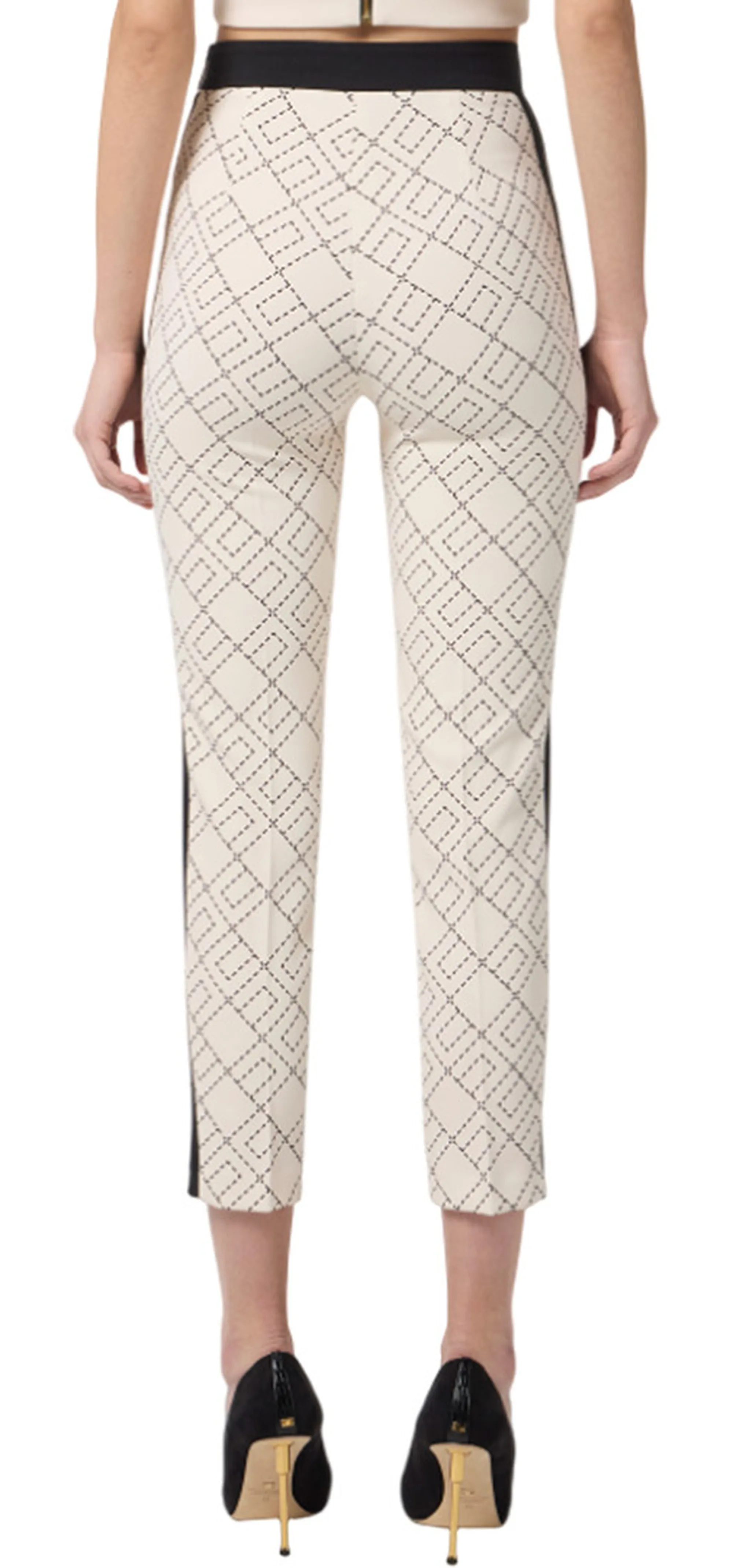 Elisabetta Franchi Pantalone Bi Color In Doppio Crepe Con Stampa Pas0156E2 153524