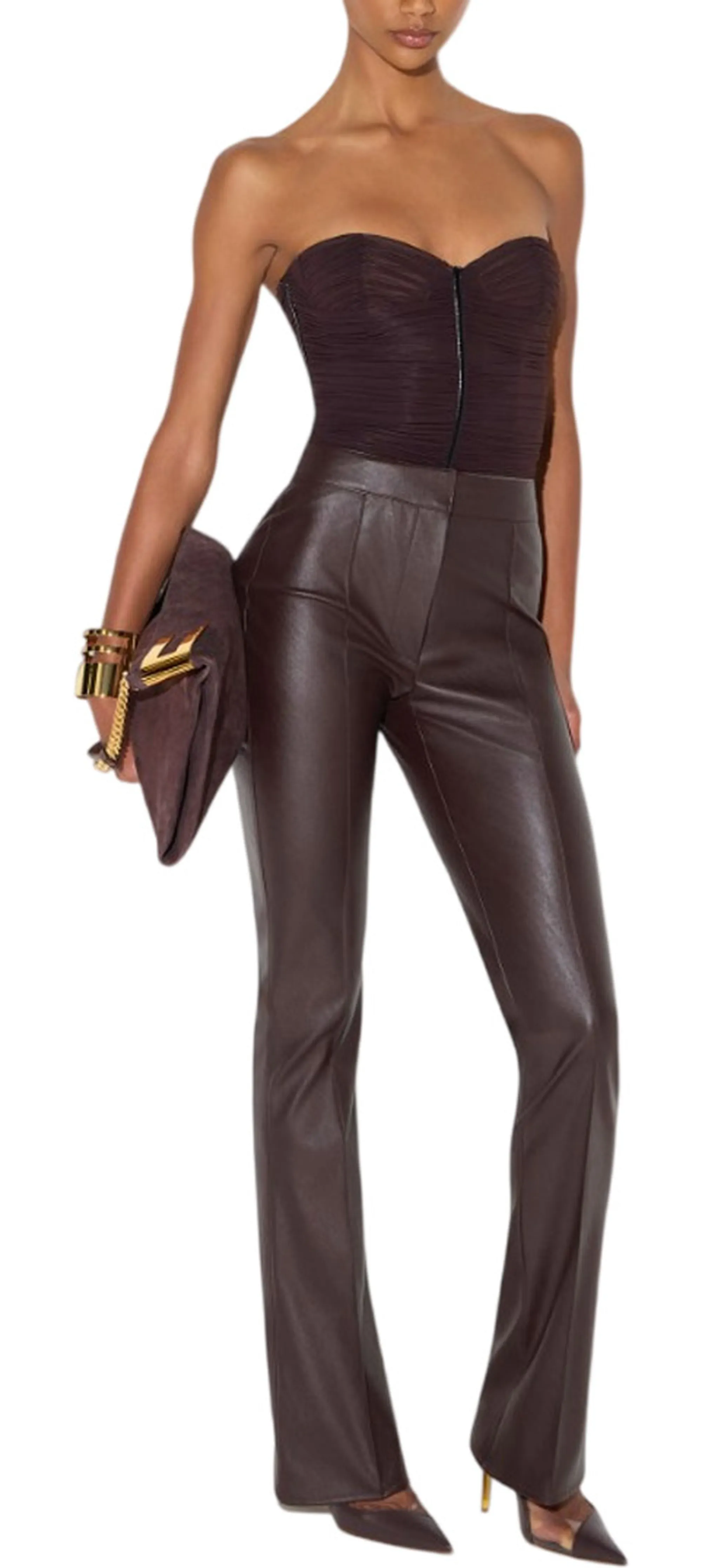 Elisabetta Franchi B'Trousers With Ribs' Chocolate Pa18866E2 188869