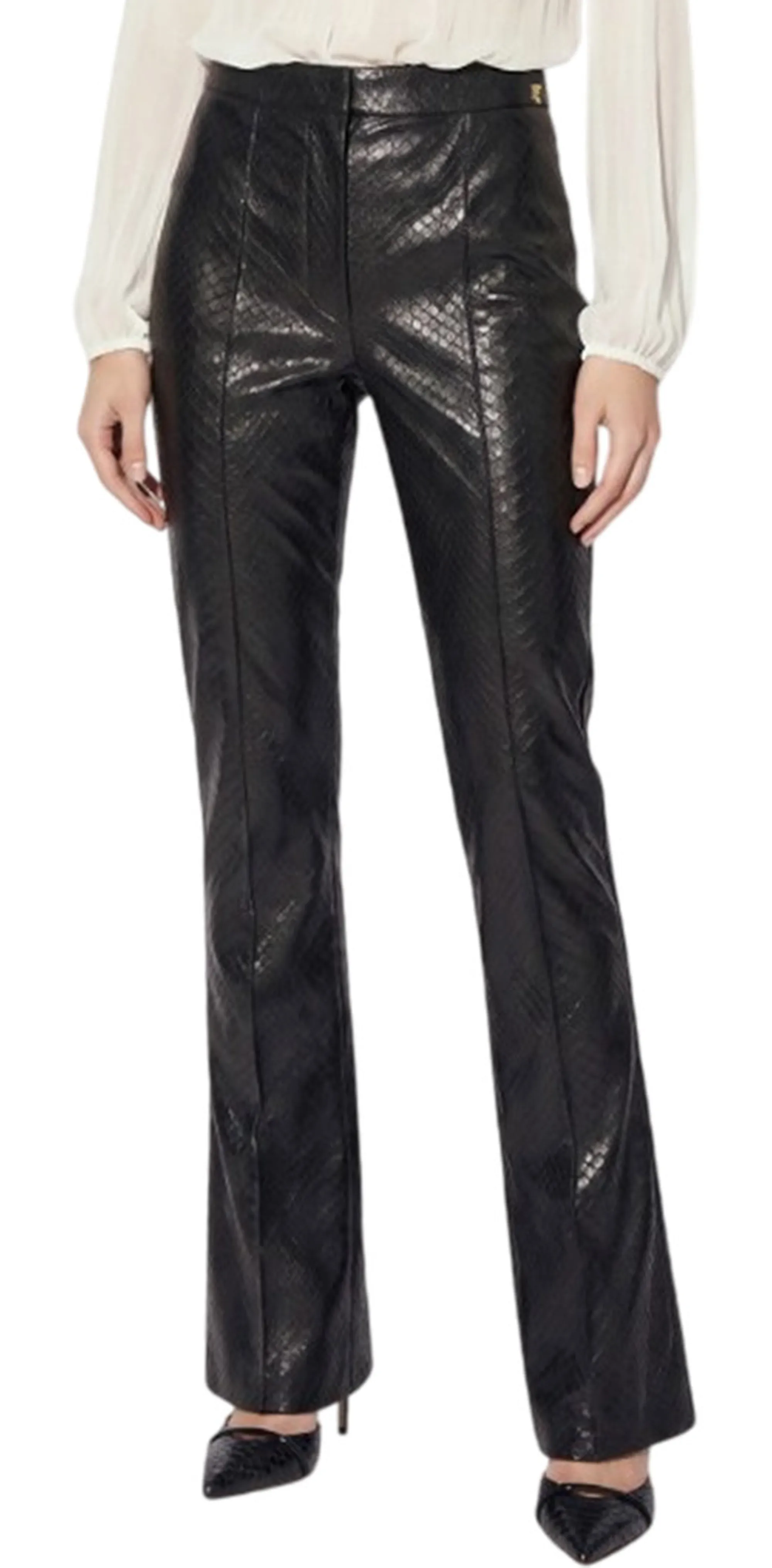 Elisabetta Franchi Pantalone Con Trama A Squame Nero Pa22567E2 184996