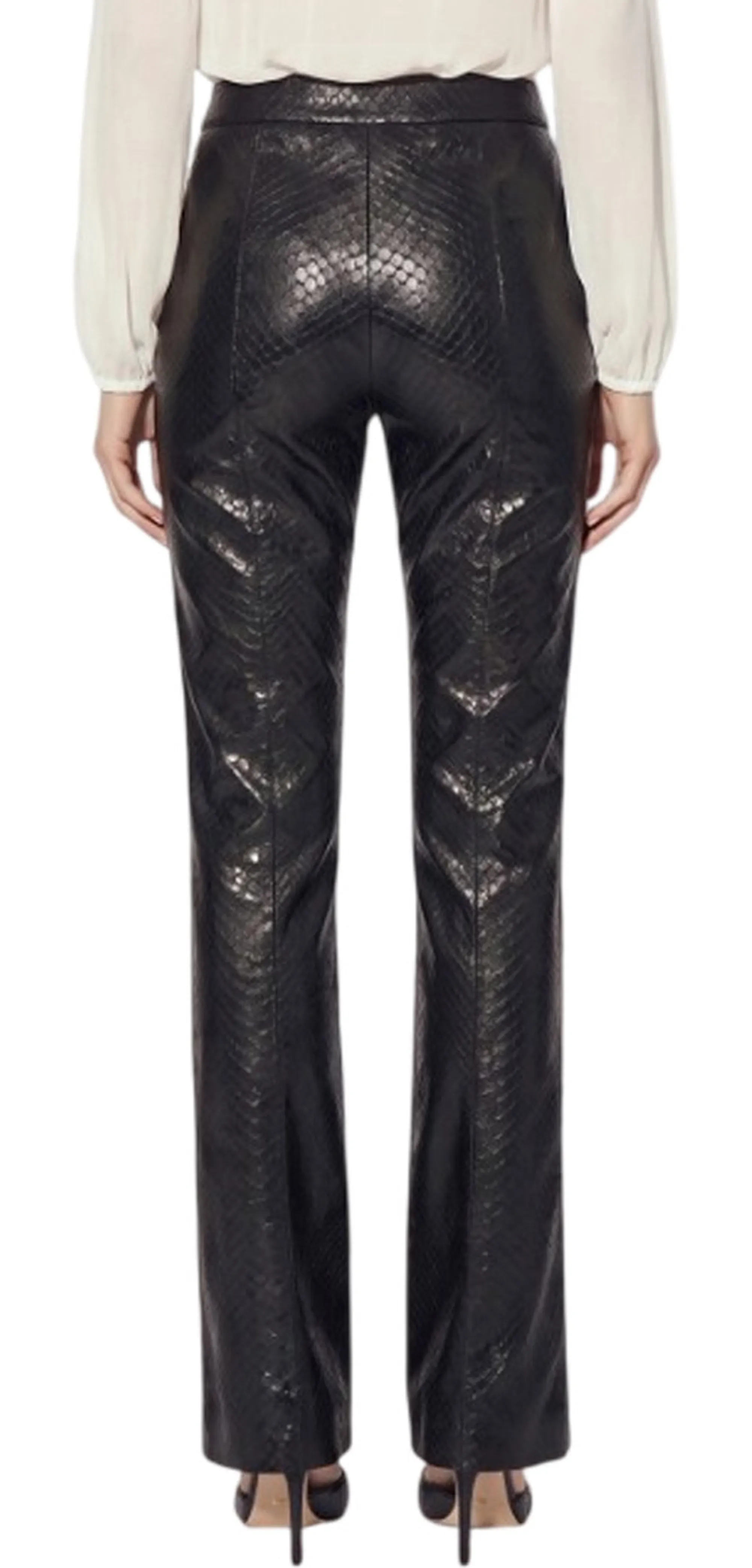 Elisabetta Franchi Pantalone Con Trama A Squame Nero Pa22567E2 184997