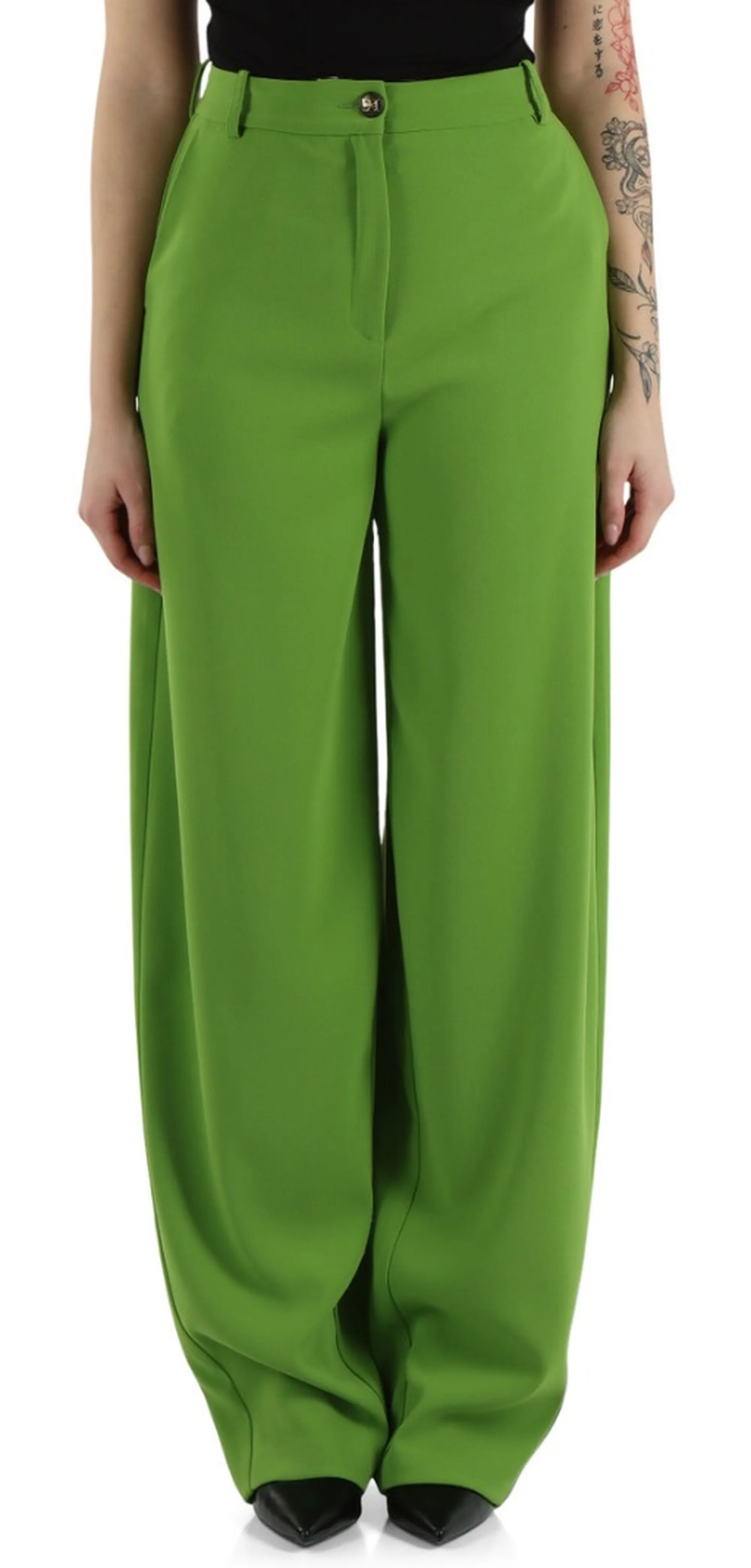 Elisabetta Franchi B'Lightweight Crepe Trousers' Green Pa17861E2 172023