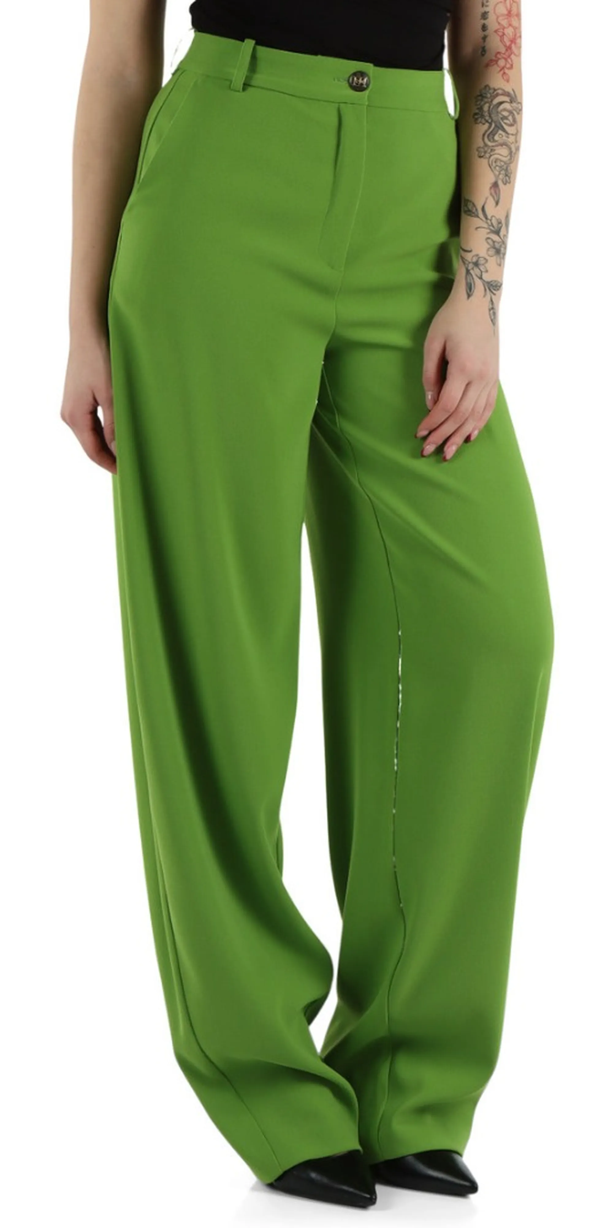 Elisabetta Franchi B'Lightweight Crepe Trousers' Green Pa17861E2 172025