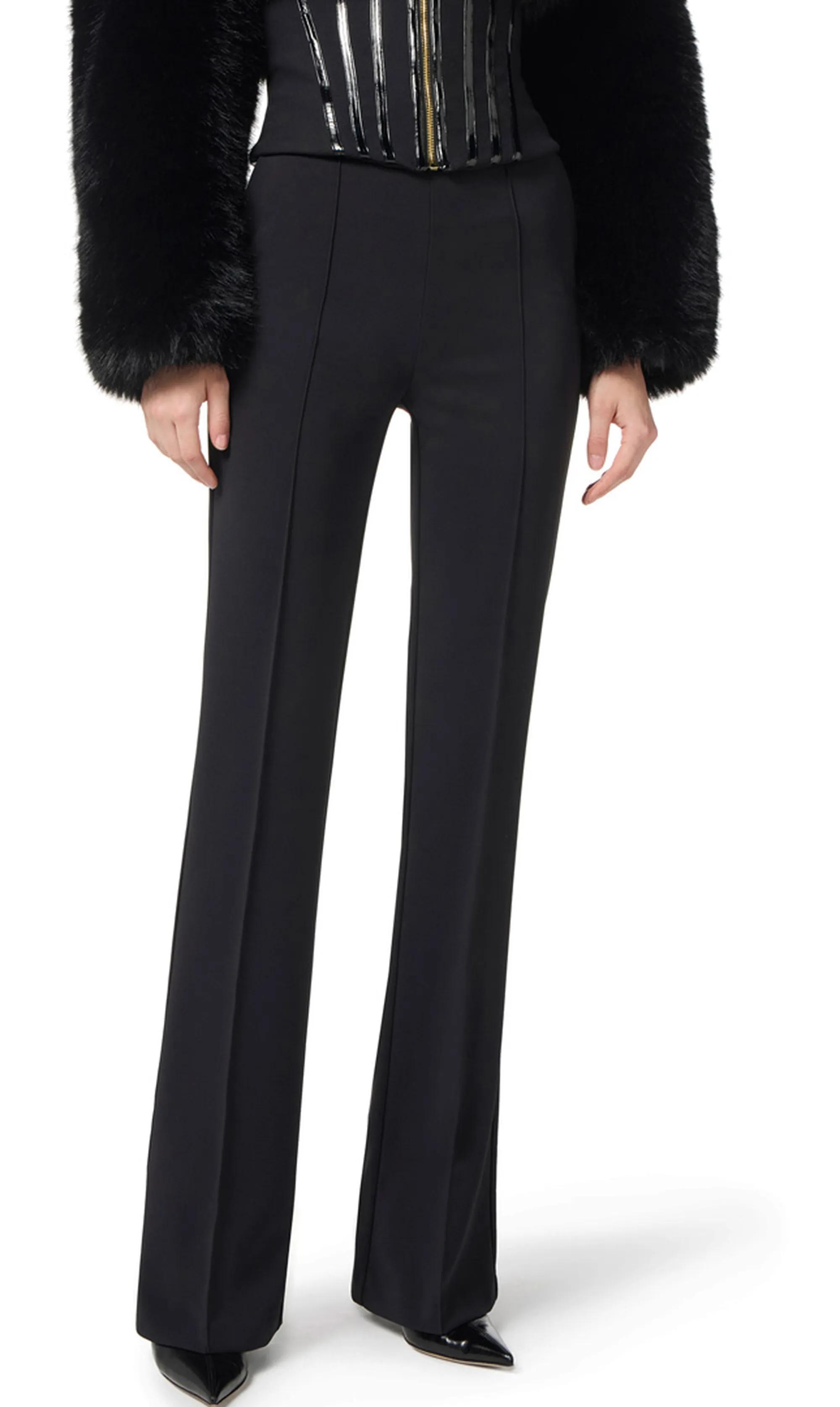 Elisabetta Franchi B'Lightweight Crepe Trousers With Jewel Chain' Black Pa14157E2 153874