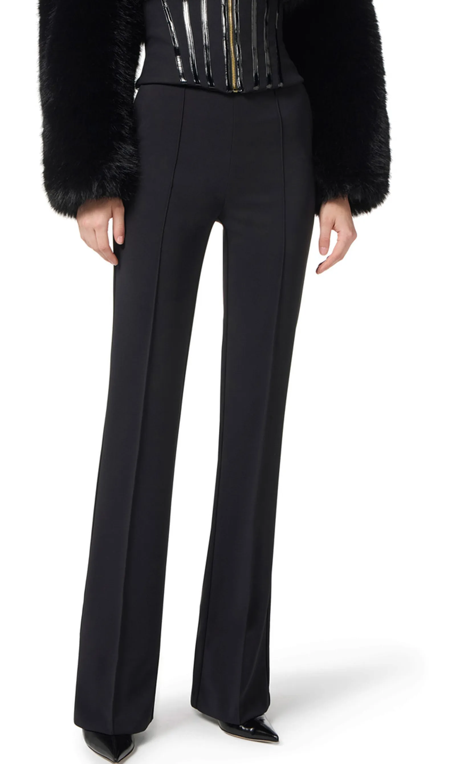 Elisabetta Franchi Pantalone In Crepe Leggero Con Catena Gioiello Nero Pa14157E2 153874
