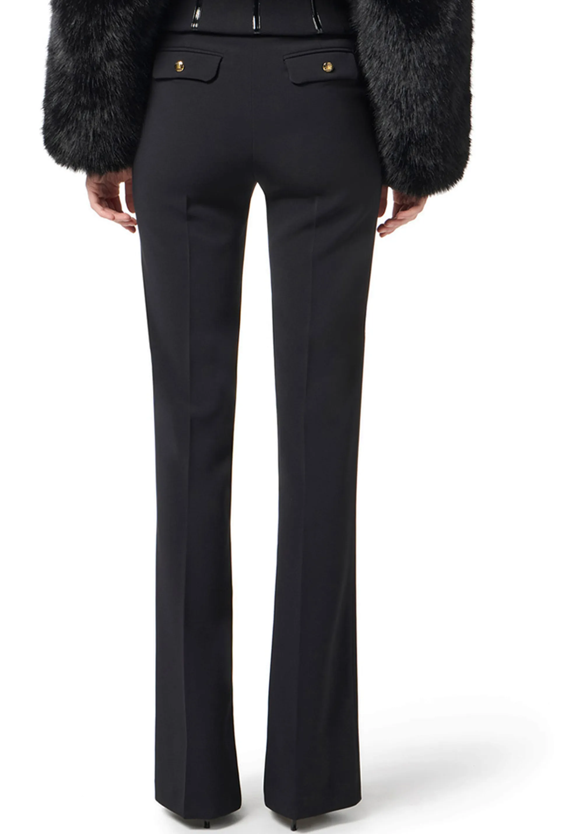 Elisabetta Franchi B'Lightweight Crepe Trousers With Jewel Chain' Black Pa14157E2 153875