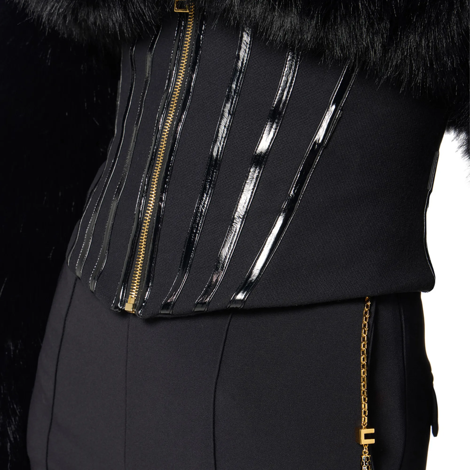 Elisabetta Franchi B'Lightweight Crepe Trousers With Jewel Chain' Black Pa14157E2 153877