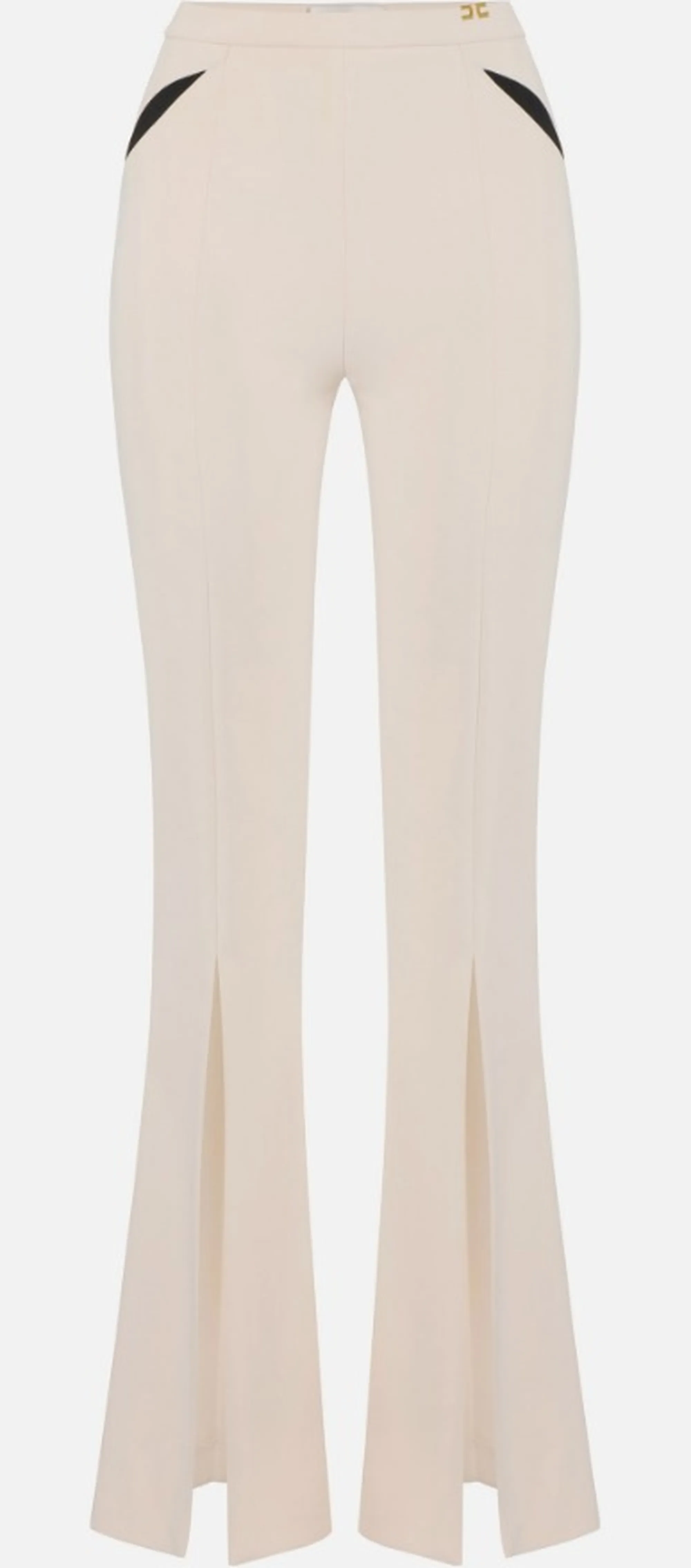 Elisabetta Franchi B'Lightweight Crepe Trousers With Cut-Outs And Slits' Butter Pa15961E2 172445