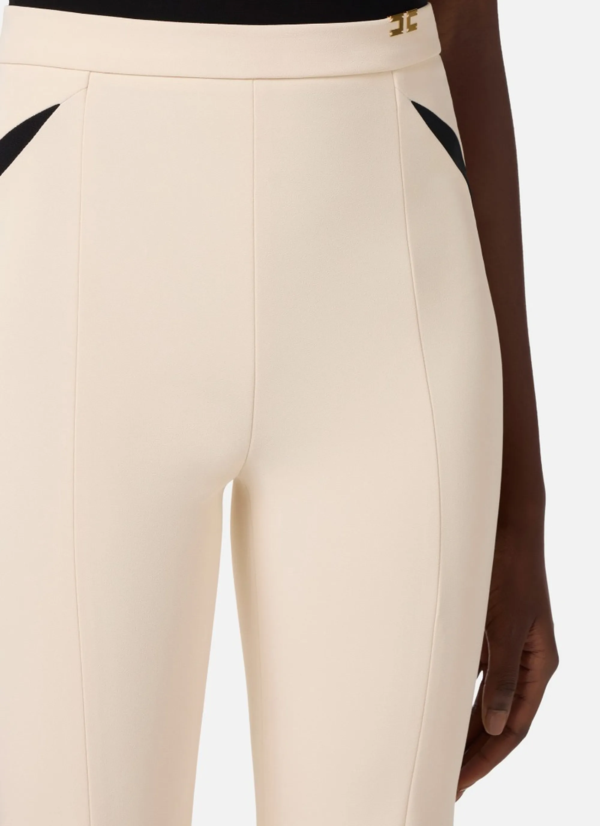 Elisabetta Franchi B'Lightweight Crepe Trousers With Cut-Outs And Slits' Butter Pa15961E2 172448