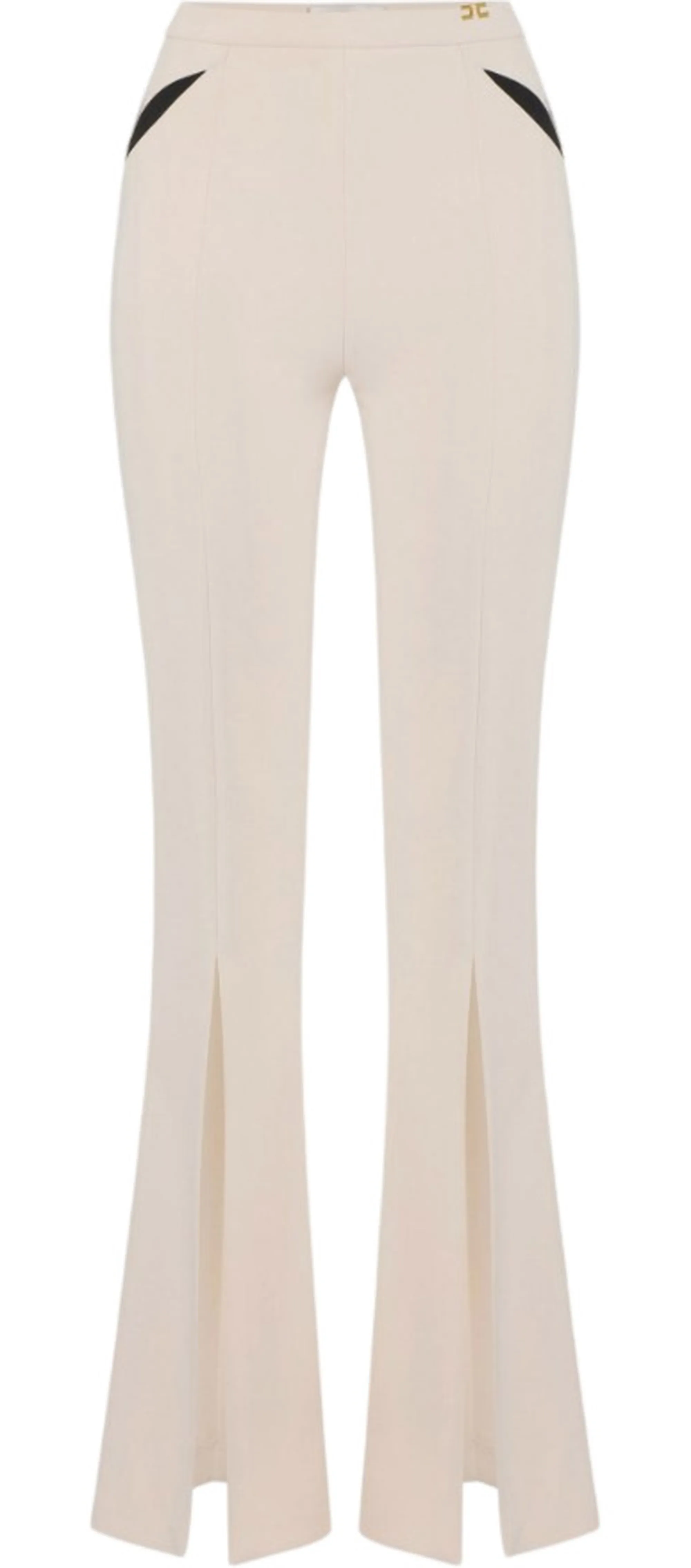 Elisabetta Franchi B'Lightweight Crepe Trousers With Cut-Outs And Slits' Butter Pa15961E2 176656