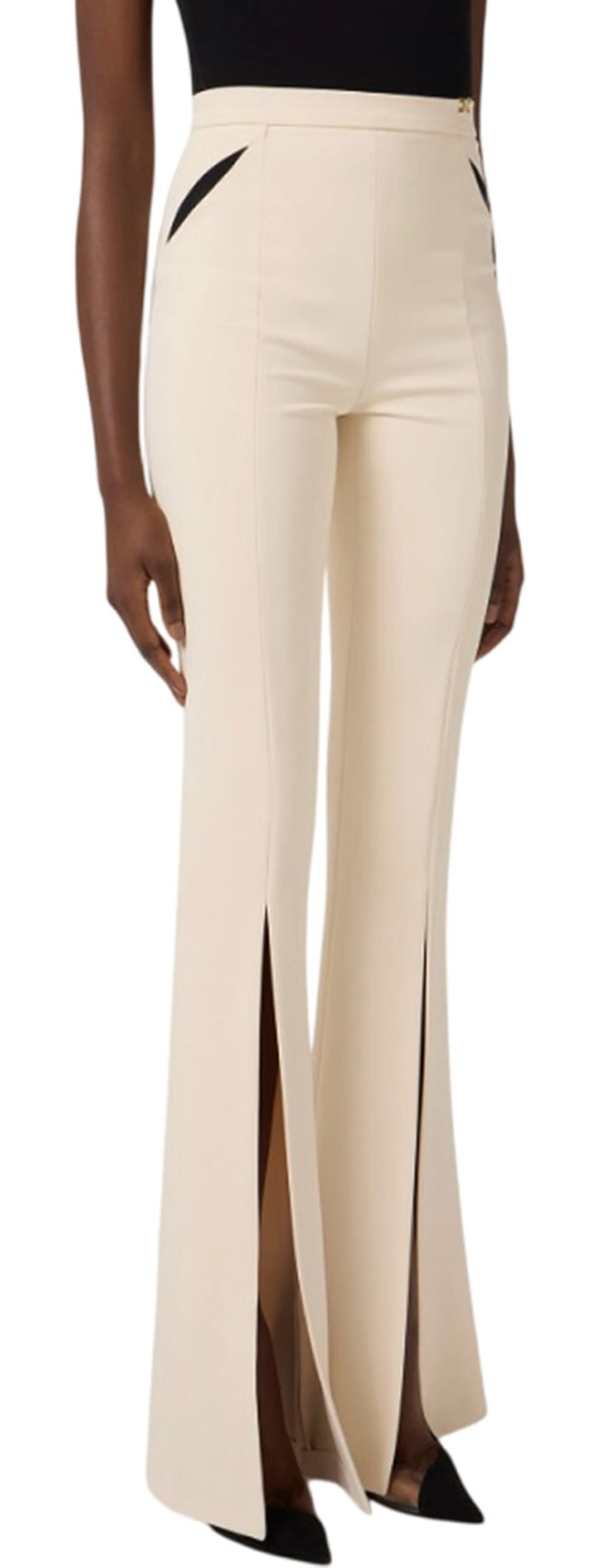 Elisabetta Franchi B'Lightweight Crepe Trousers With Cut-Outs And Slits' Butter Pa15961E2 176659
