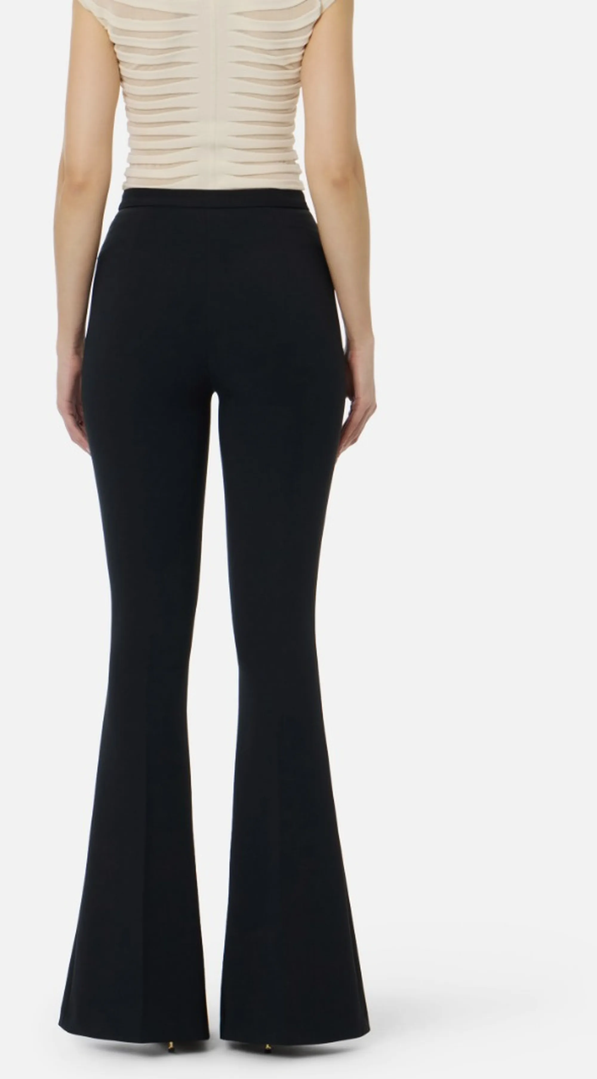 Elisabetta Franchi B'Lightweight Crepe Trousers With Cut-Outs And Slits' Black Pa15961E2 172444