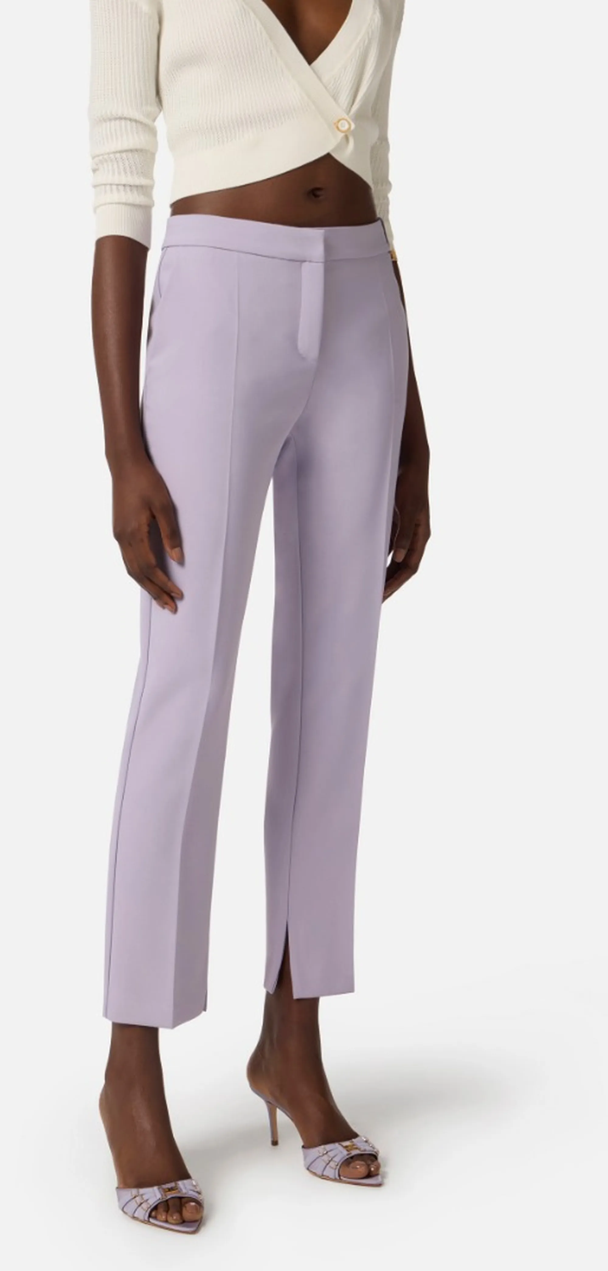 Elisabetta Franchi B'Lightweight Crepe Trousers With Charm Logo' Small Pa16661E2 171415