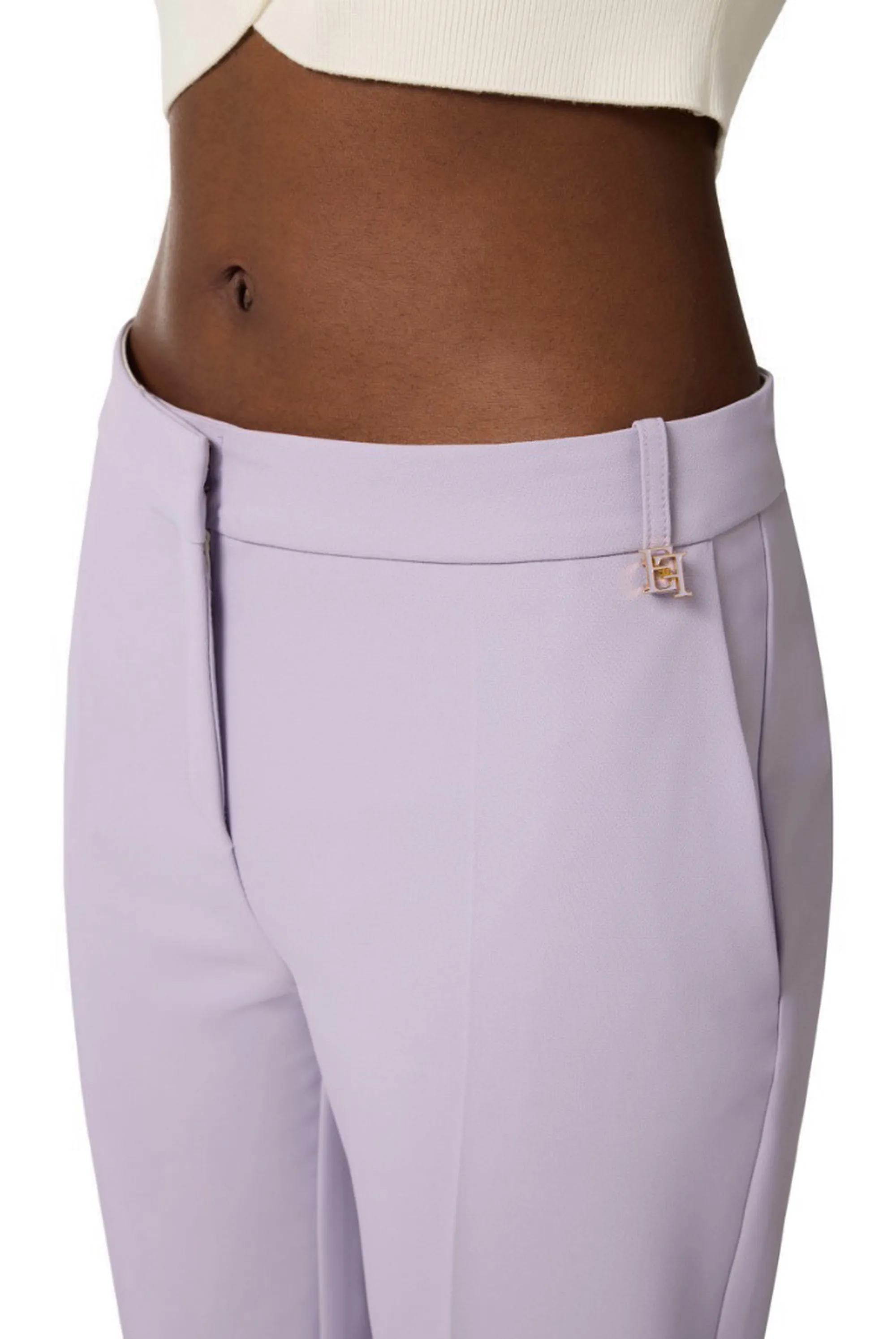 Elisabetta Franchi B'Lightweight Crepe Trousers With Charm Logo' Small Pa16661E2 177889