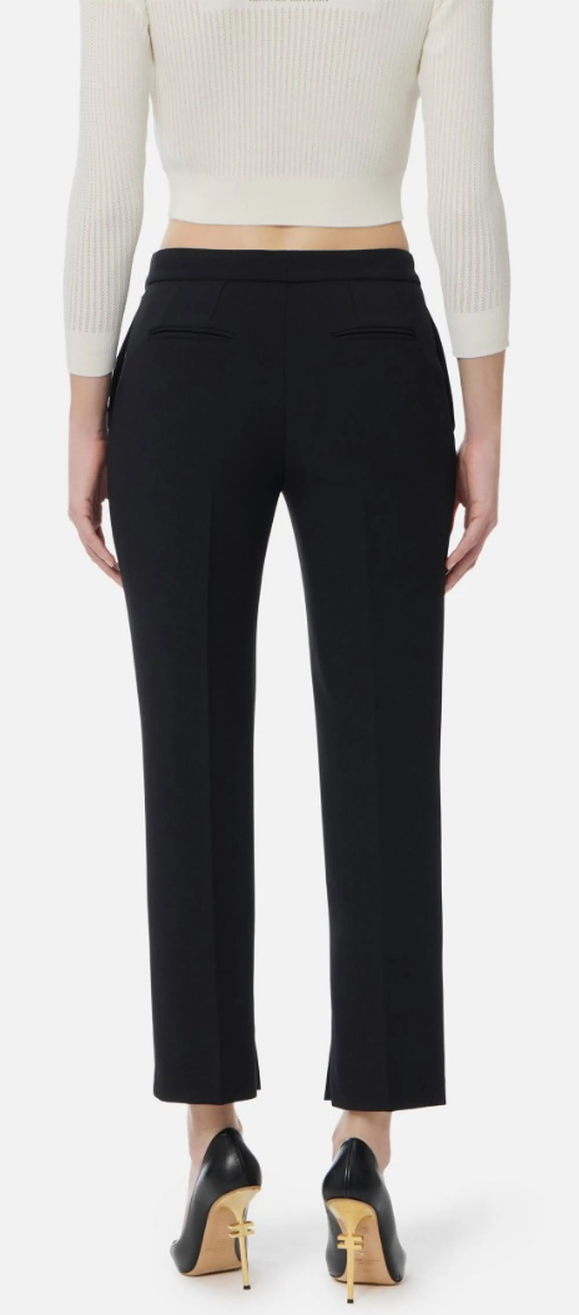 Elisabetta Franchi B'Lightweight Crepe Trousers With Charm Logo' Black Pa16661E2 171412