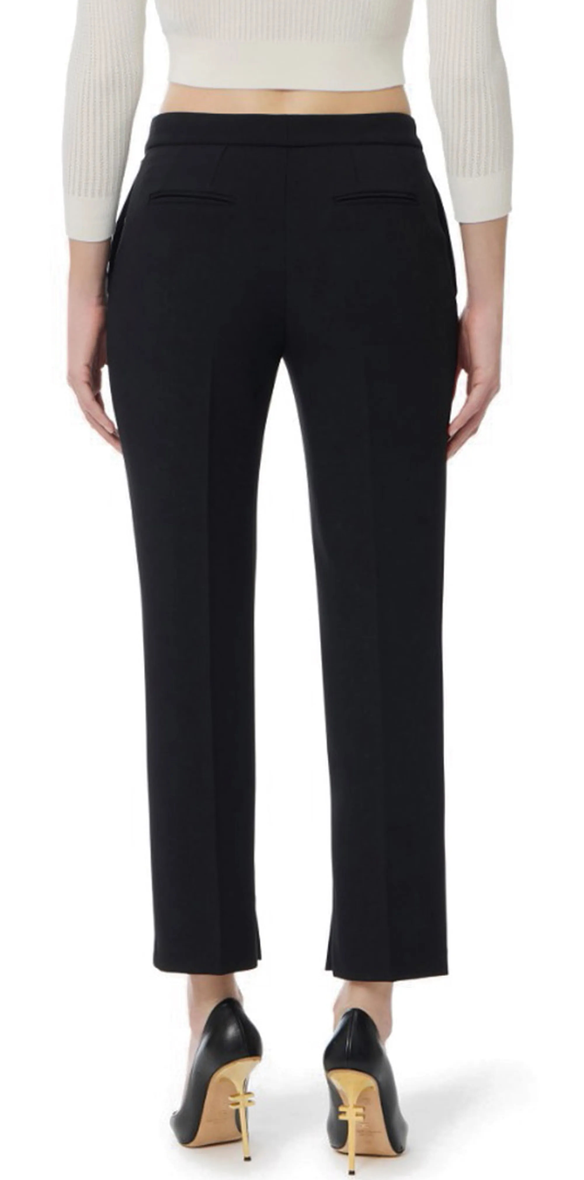 Elisabetta Franchi B'Lightweight Crepe Trousers With Charm Logo' Black Pa16661E2 177886